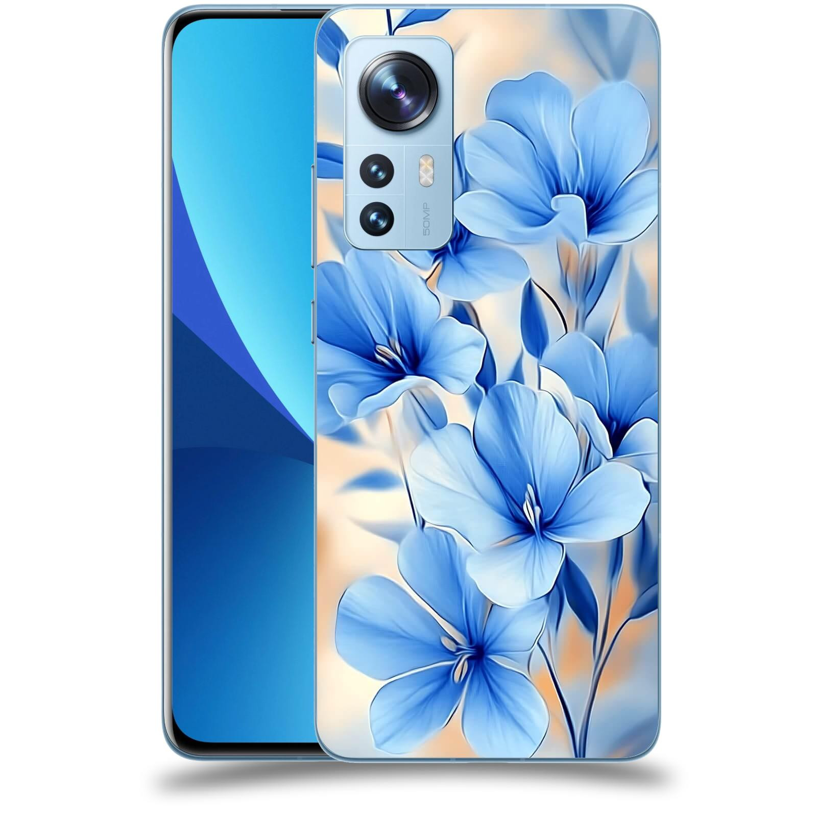 ACOVER Kryt na mobil Xiaomi 12 - Modré květiny.