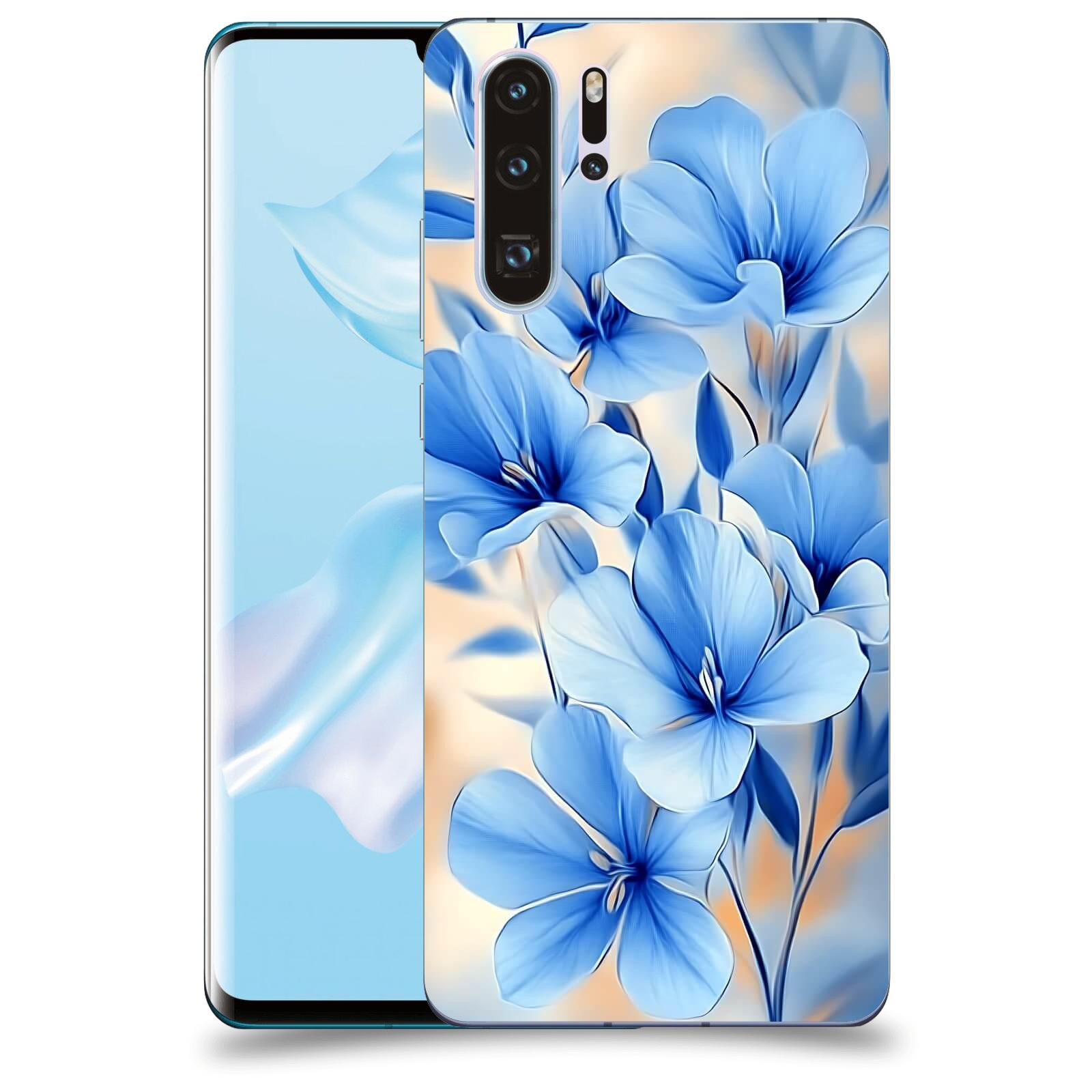 ACOVER Kryt na mobil Huawei P30 - Modré květiny.