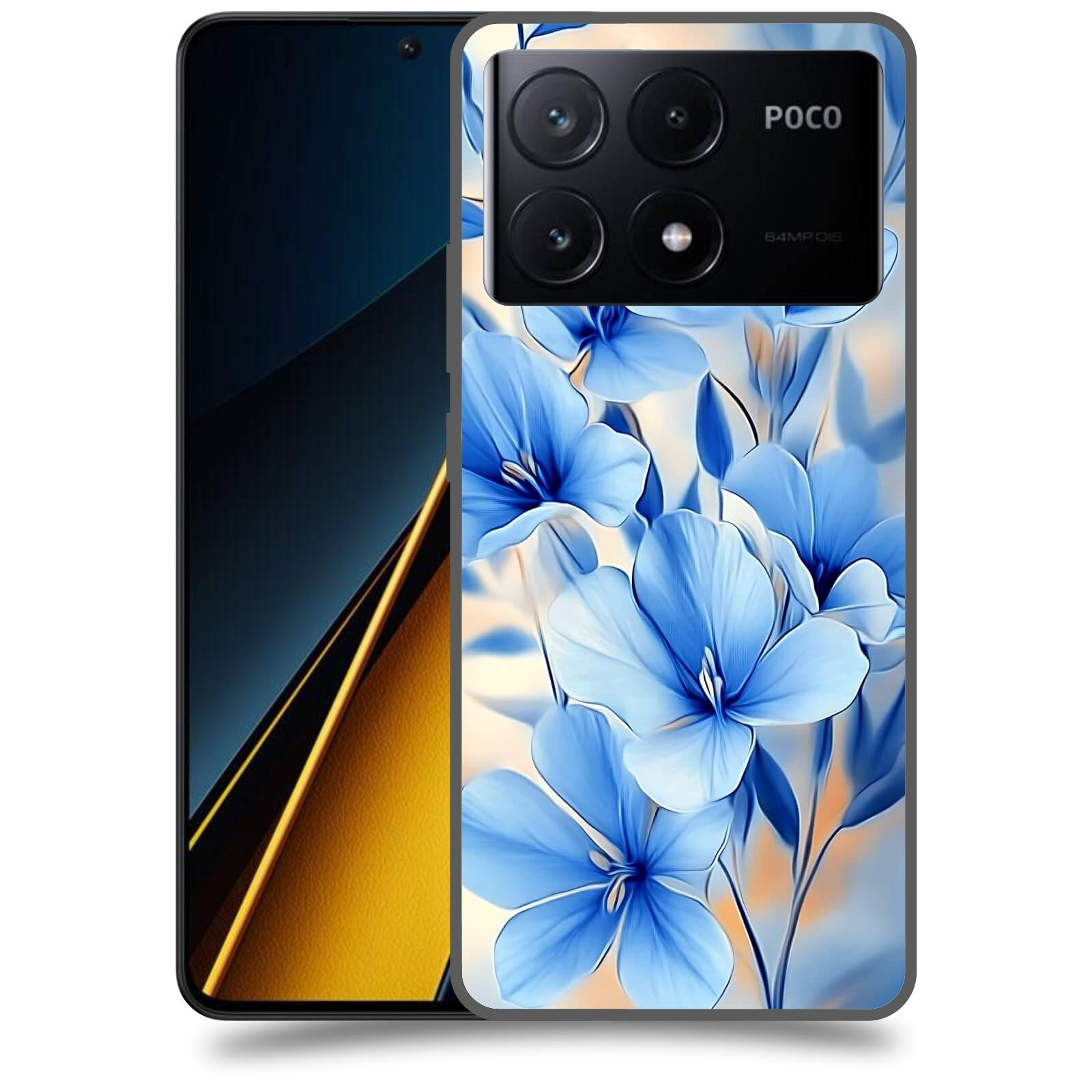 ACOVER Kryt na mobil Poco X6 Pro 5G - Modré květiny.