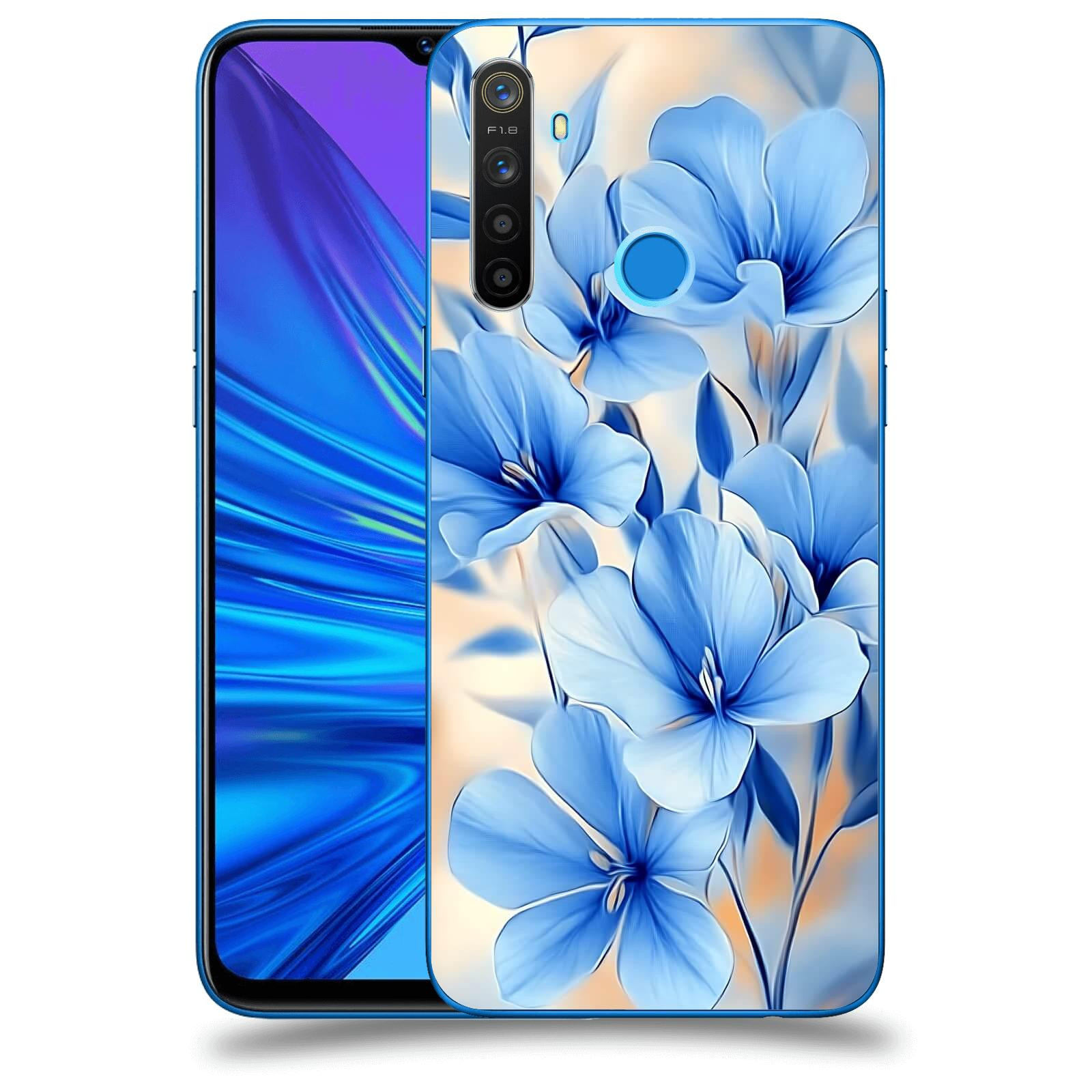 ACOVER Kryt na mobil Realme 5 - Modré květiny.