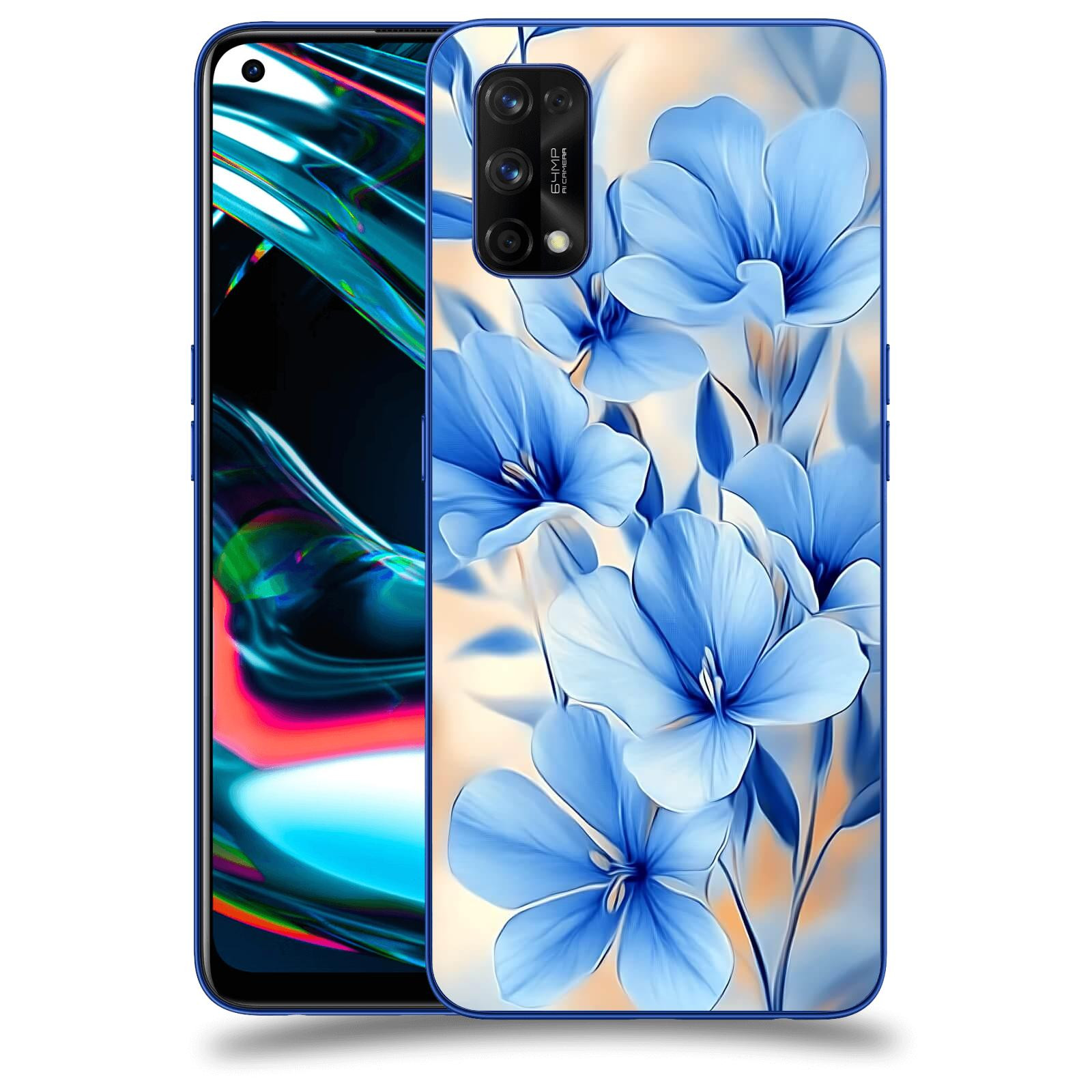ACOVER Kryt na mobil Realme 7 Pro - Modré květiny.