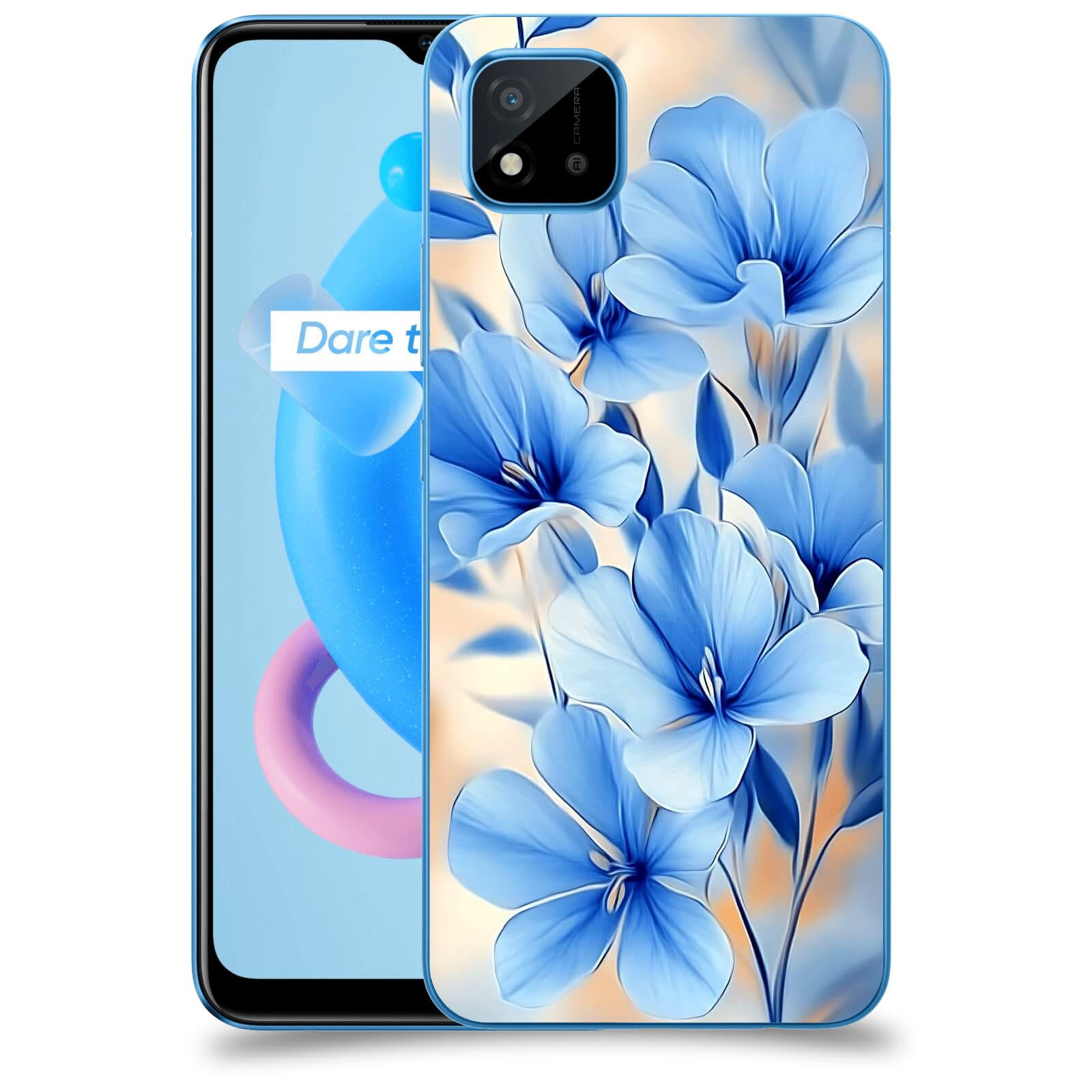 ACOVER Kryt na mobil Realme C11 (2021) - Modré květiny.