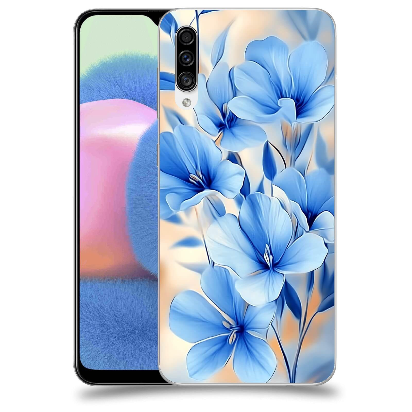 ACOVER Kryt na mobil Samsung Galaxy A30s A307F - Modré květiny.