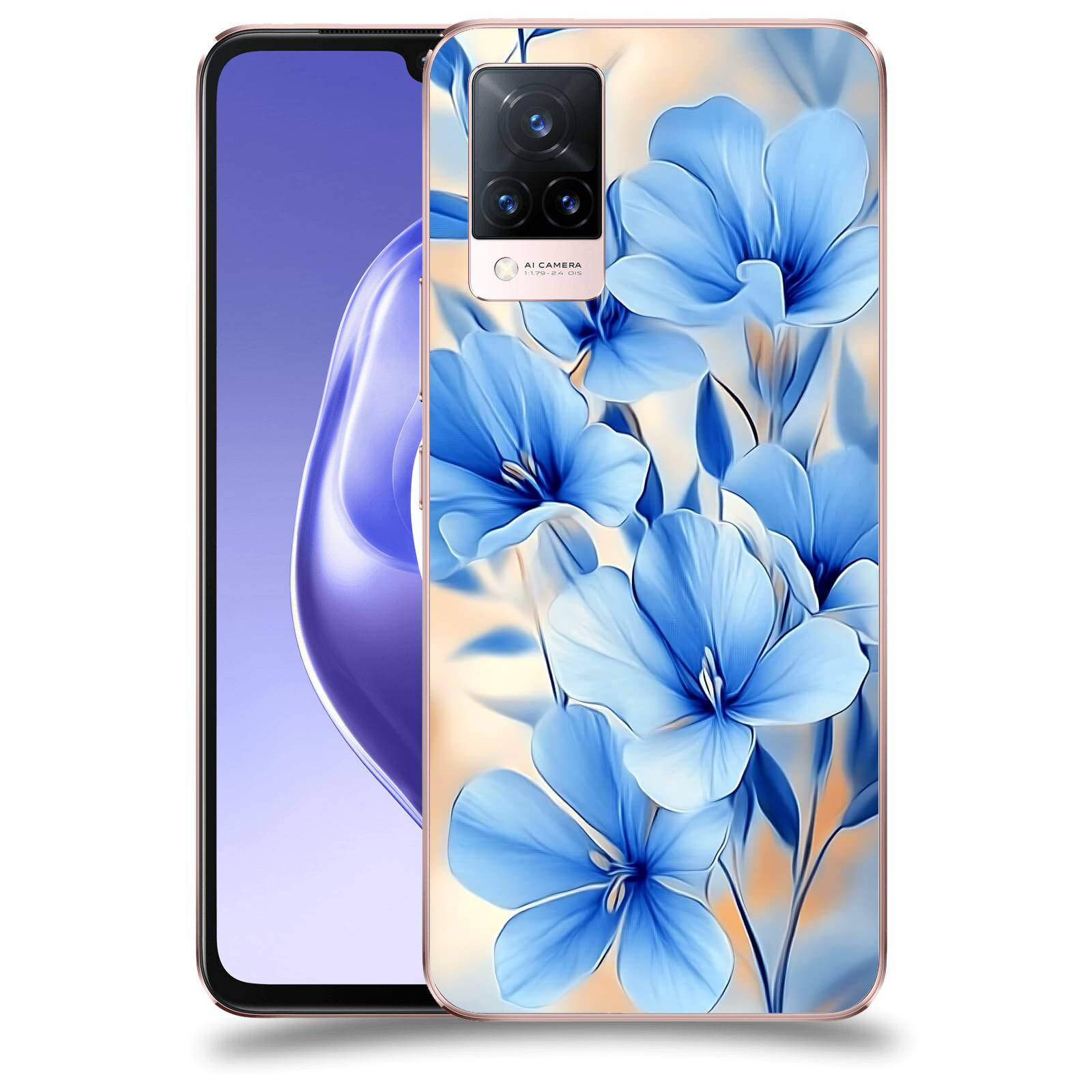 ACOVER Kryt na mobil Vivo V21 5G - Modré květiny.