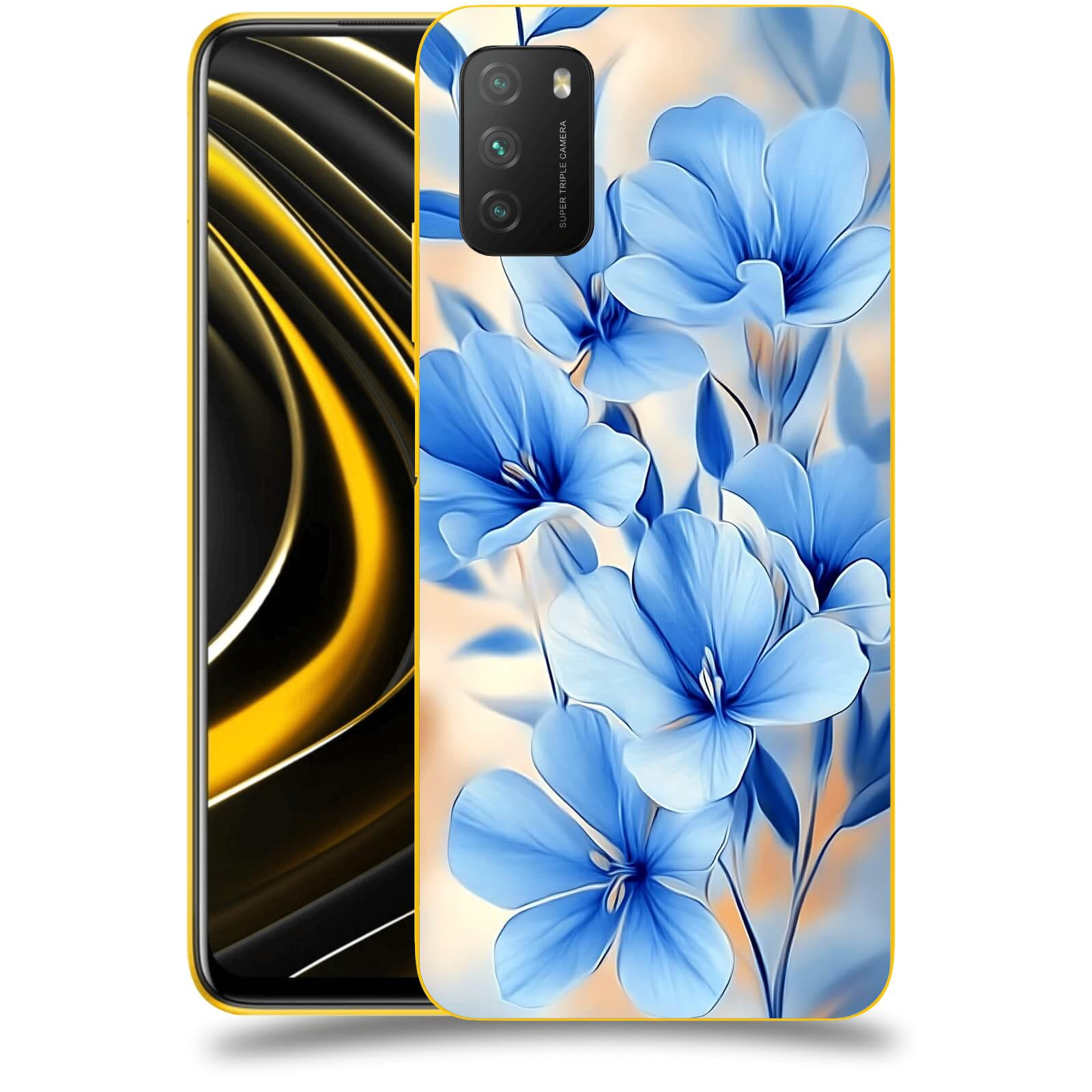 ACOVER Kryt na mobil Xiaomi Poco M3 - Modré květiny.