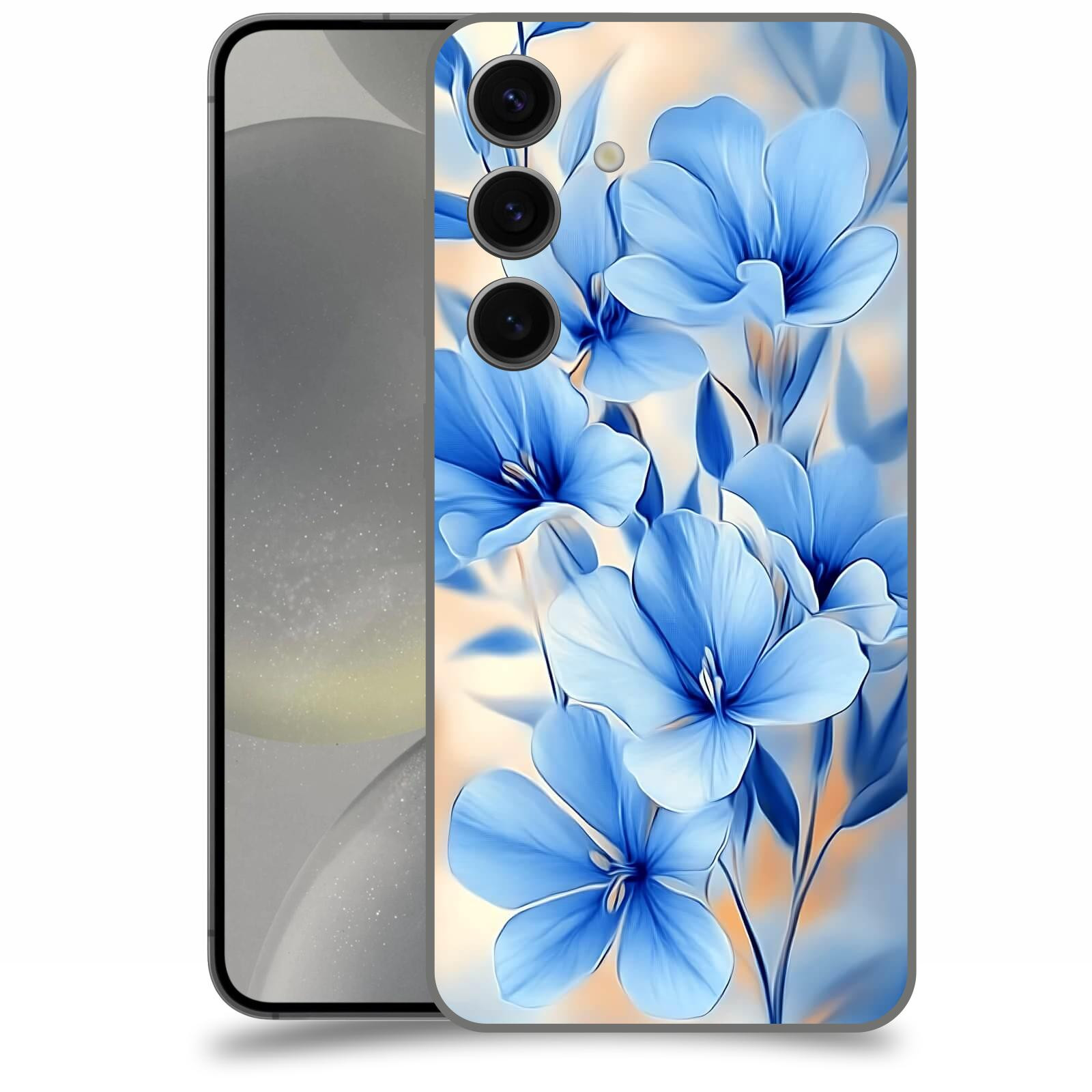 ACOVER Kryt na mobil Samsung Galaxy S24 - Modré květiny.
