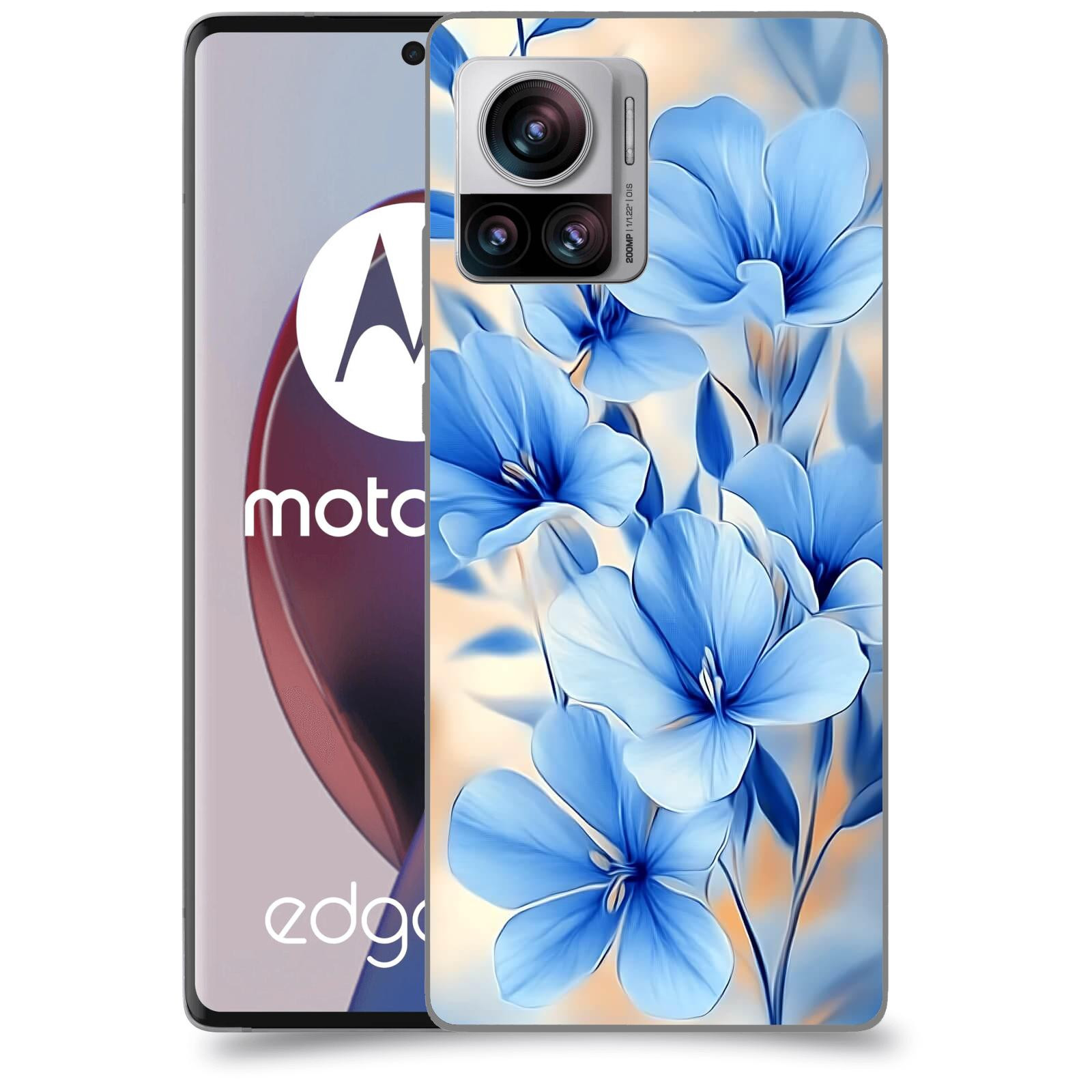 ACOVER Kryt na mobil Motorola Edge 30 Ultra - Modré květiny.