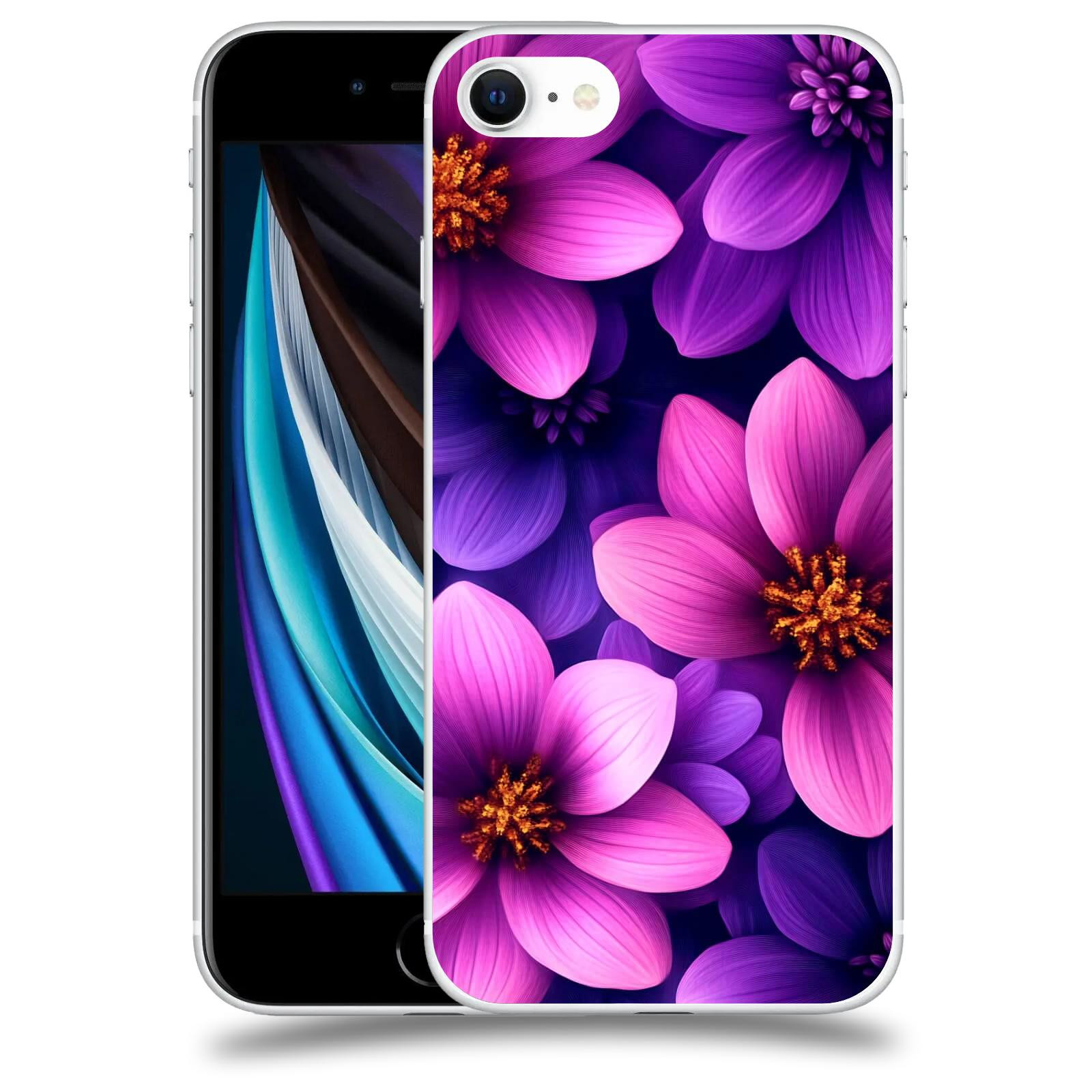 ACOVER Kryt na mobil Apple iPhone SE 2020 - Fialové květiny