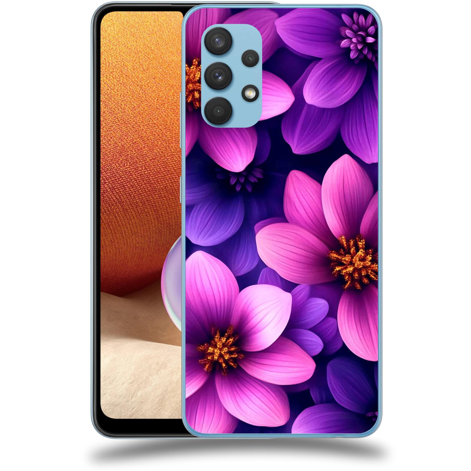 ACOVER Kryt na mobil Samsung Galaxy A32 4G SM-A325F - Fialové květiny