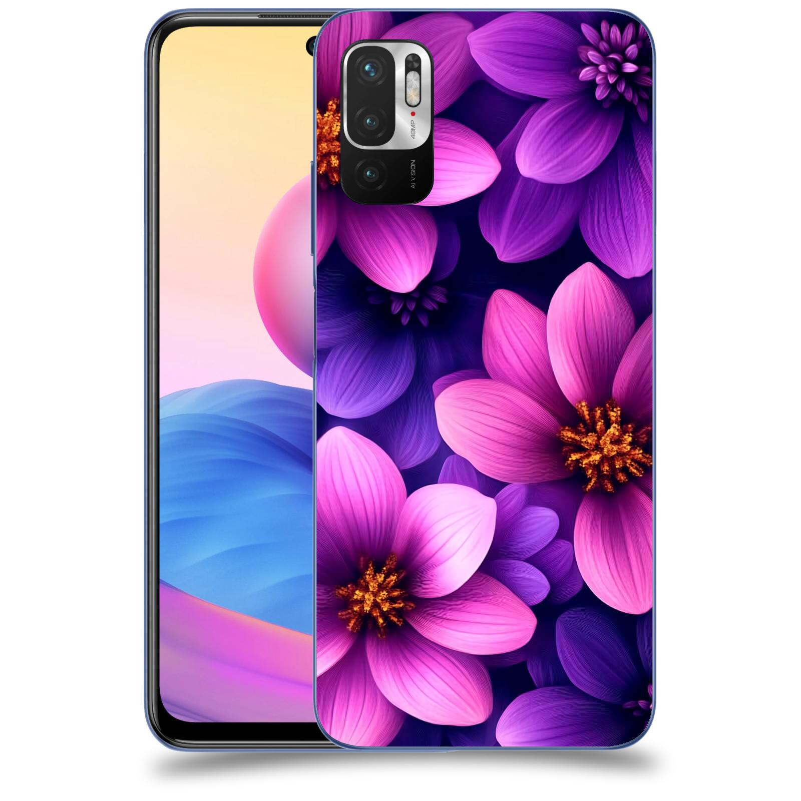 ACOVER Kryt na mobil Xiaomi Redmi Note 10 5G - Fialové květiny