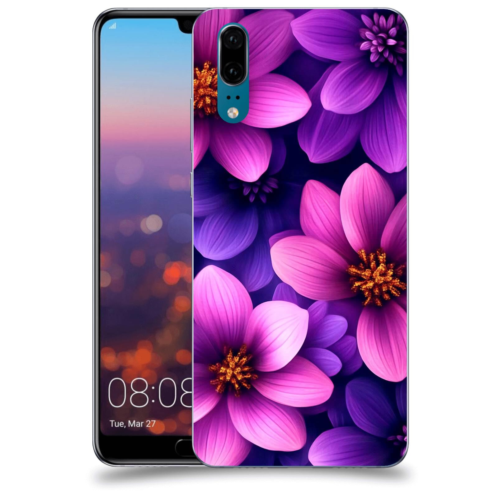 ACOVER Kryt na mobil Huawei P20 - Fialové květiny