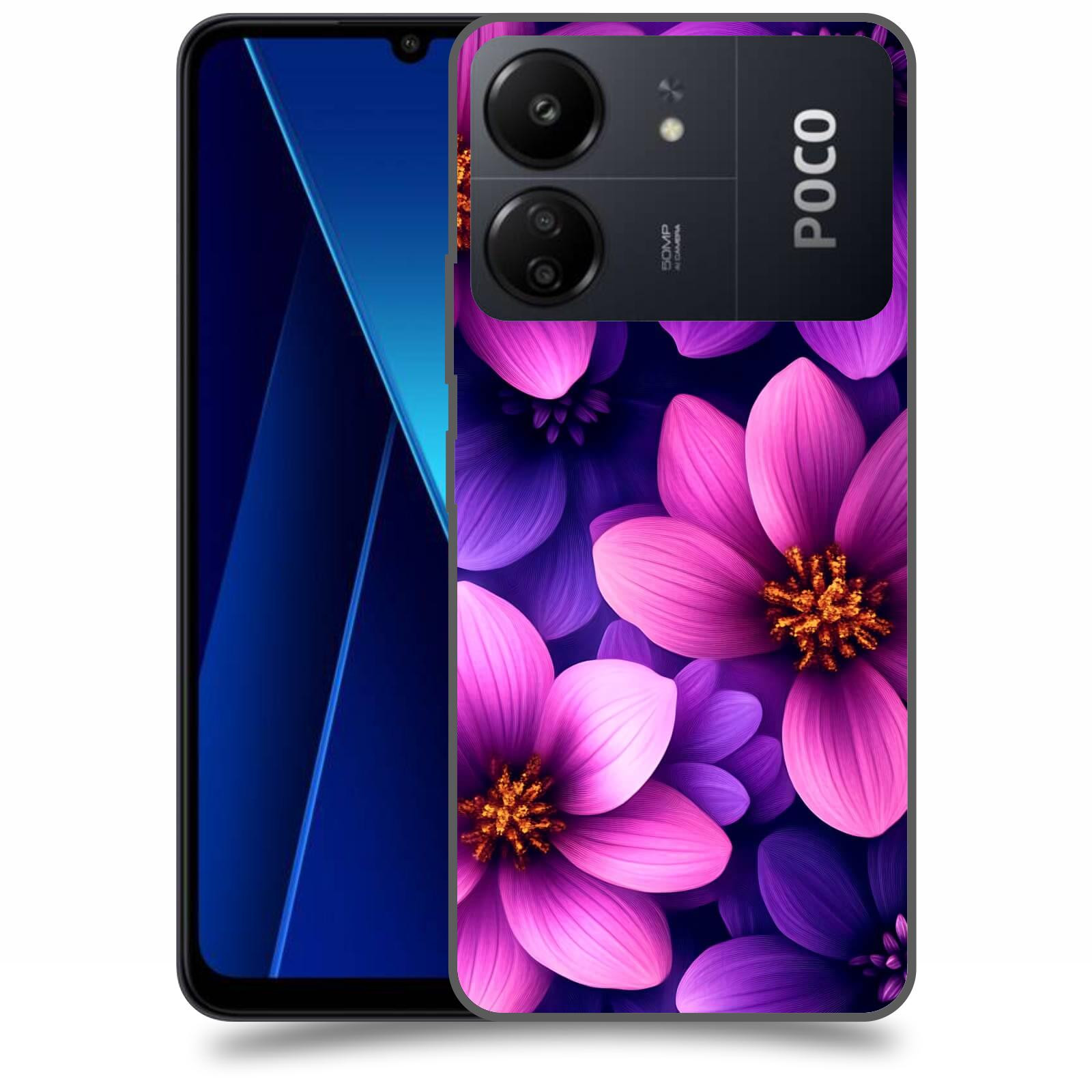 ACOVER Kryt na mobil Poco C65 - Fialové květiny