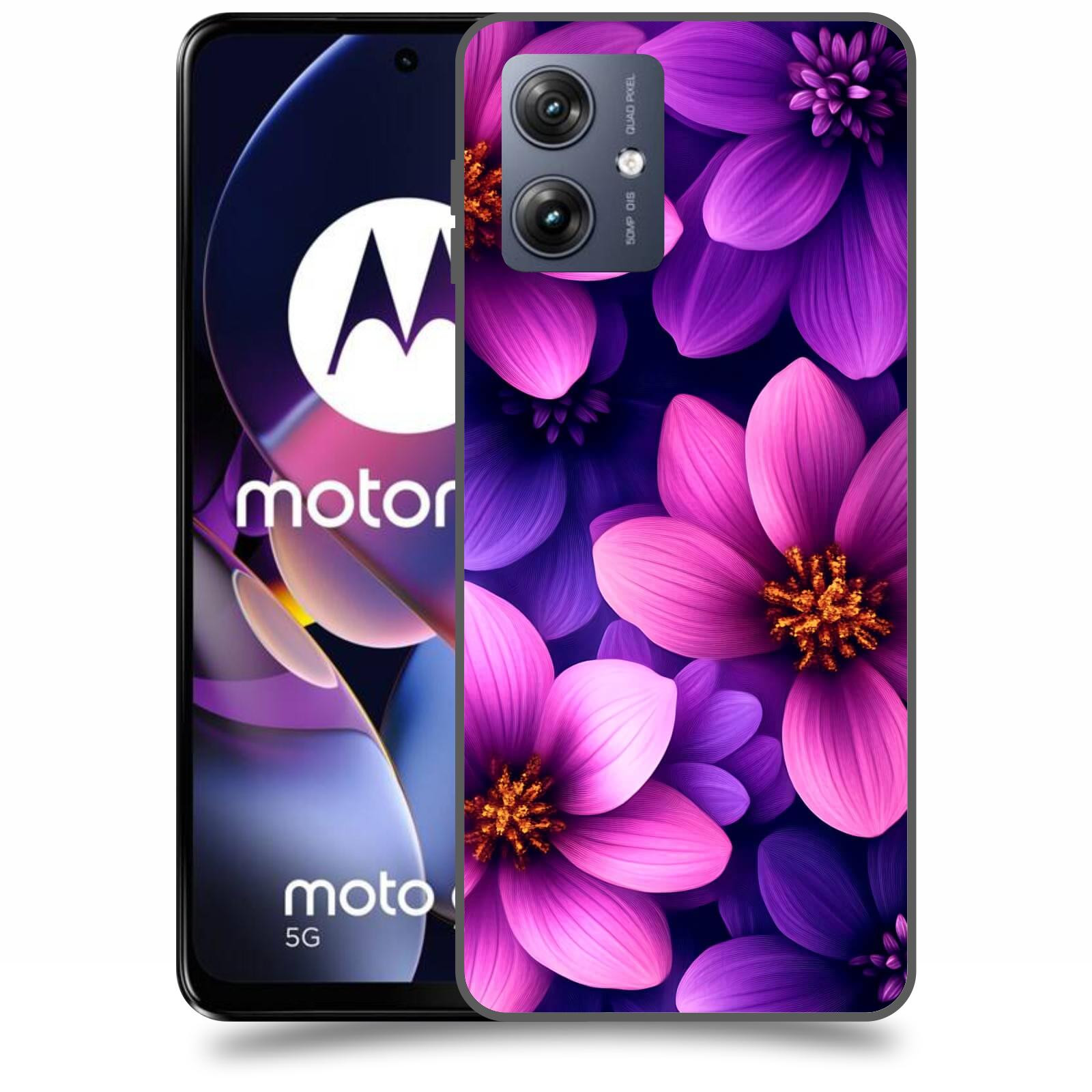 ACOVER Kryt na mobil Motorola Moto G54 5G - Fialové květiny