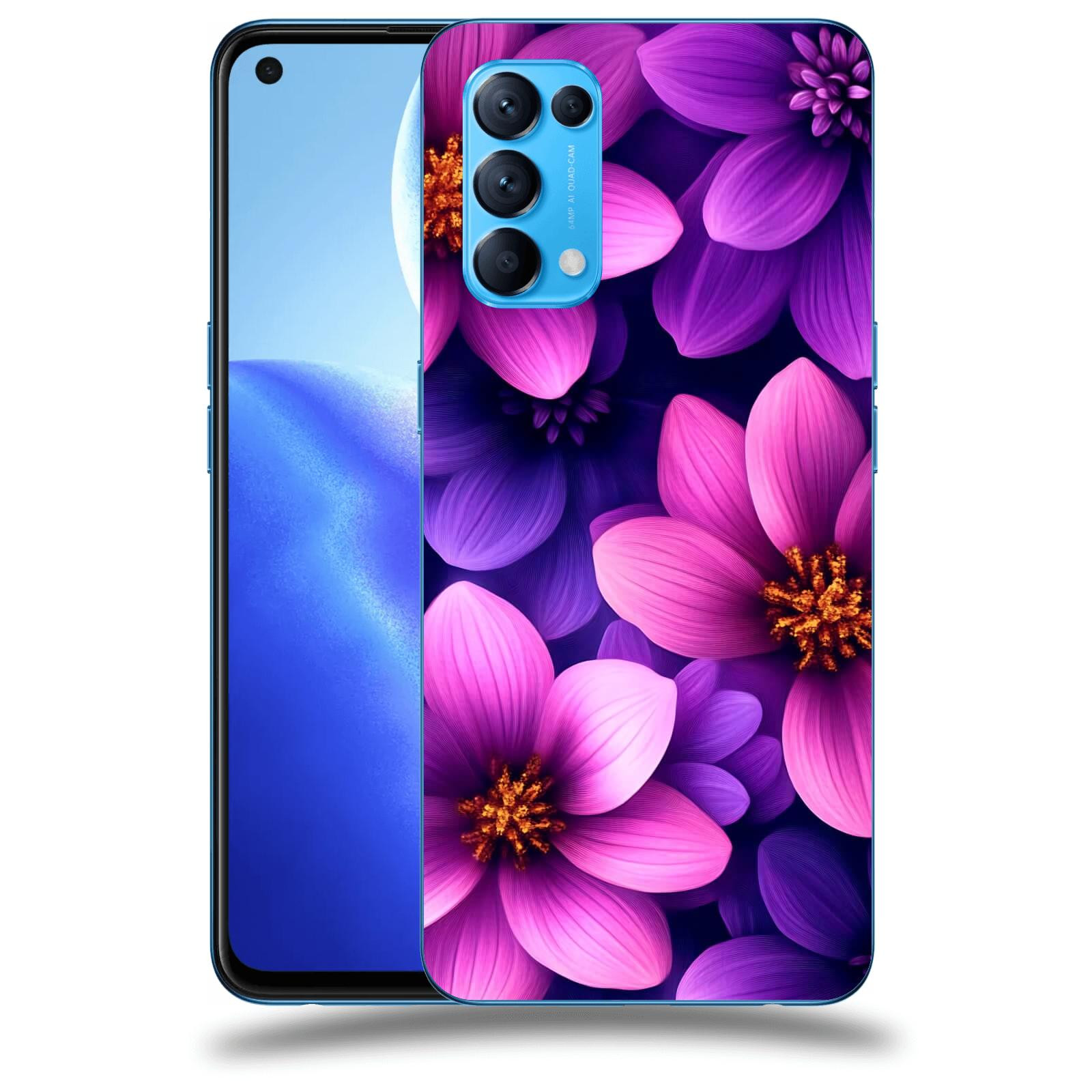 ACOVER Kryt na mobil OPPO Reno 5 5G - Fialové květiny