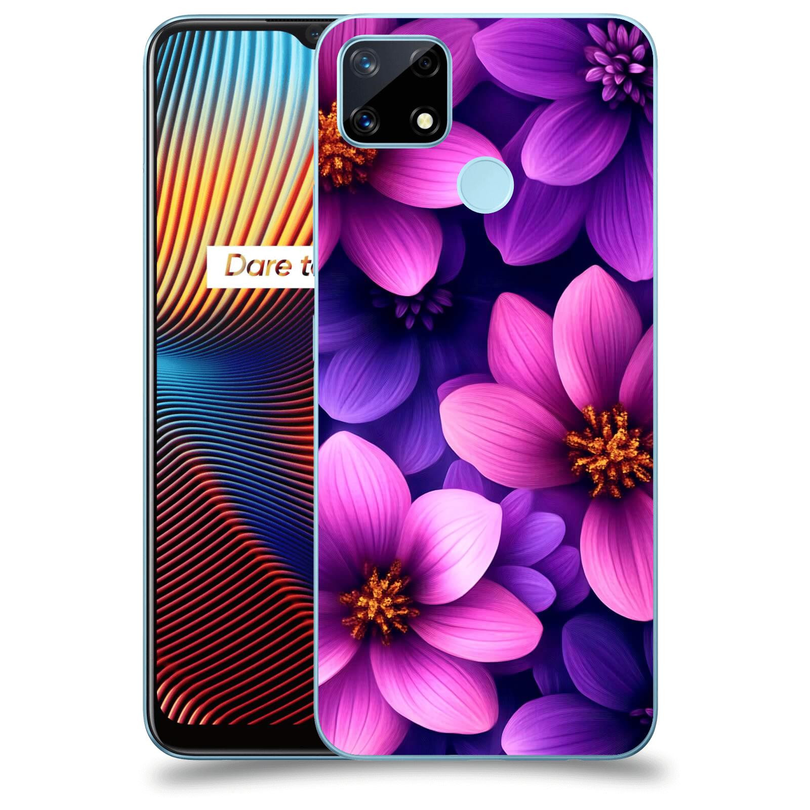 ACOVER Kryt na mobil Realme 7i - Fialové květiny