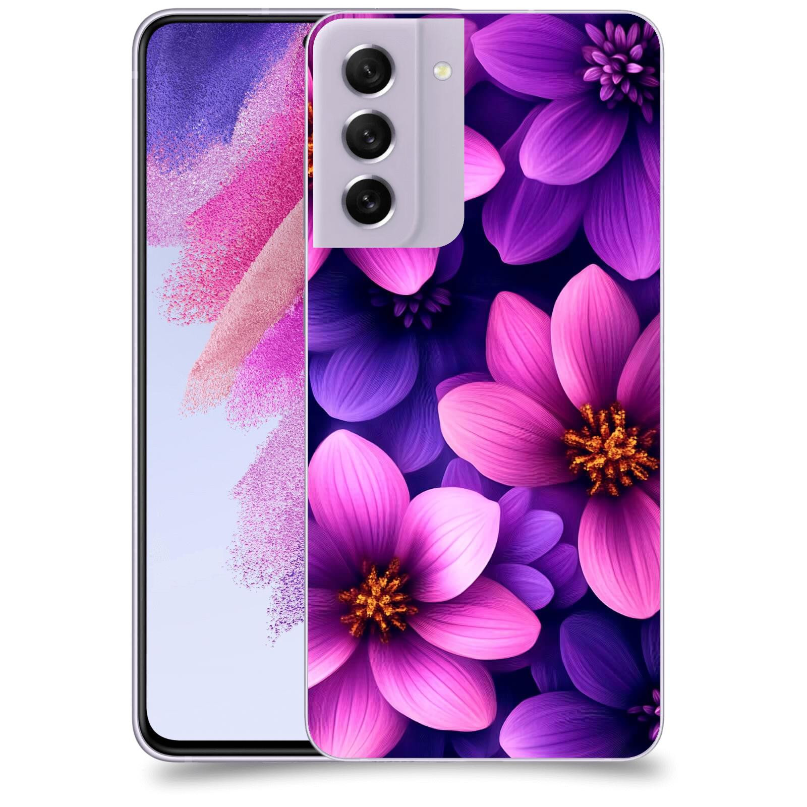 ACOVER Kryt na mobil Samsung Galaxy S21 FE 5G - Fialové květiny
