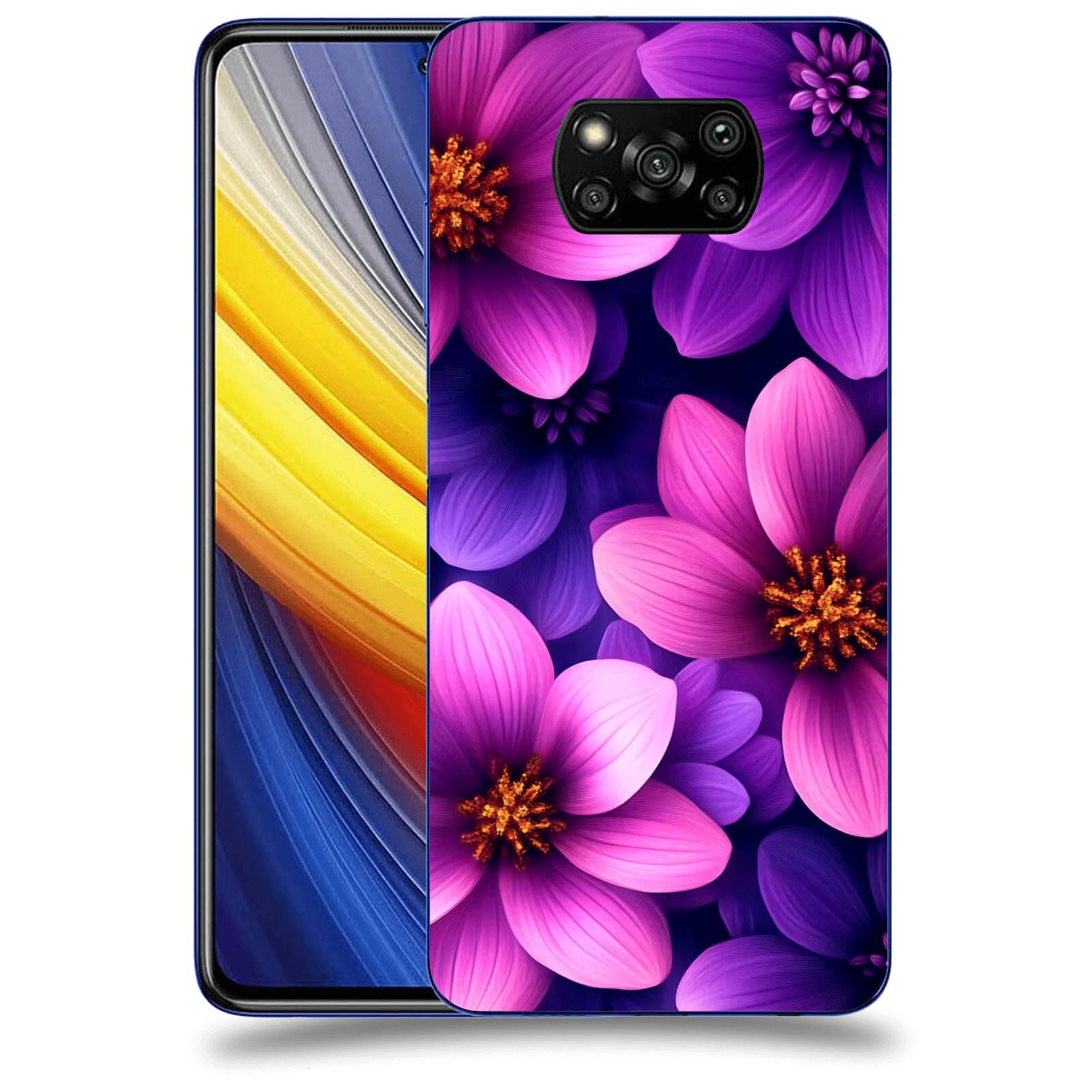 ACOVER Kryt na mobil Xiaomi Poco X3 Pro - Fialové květiny