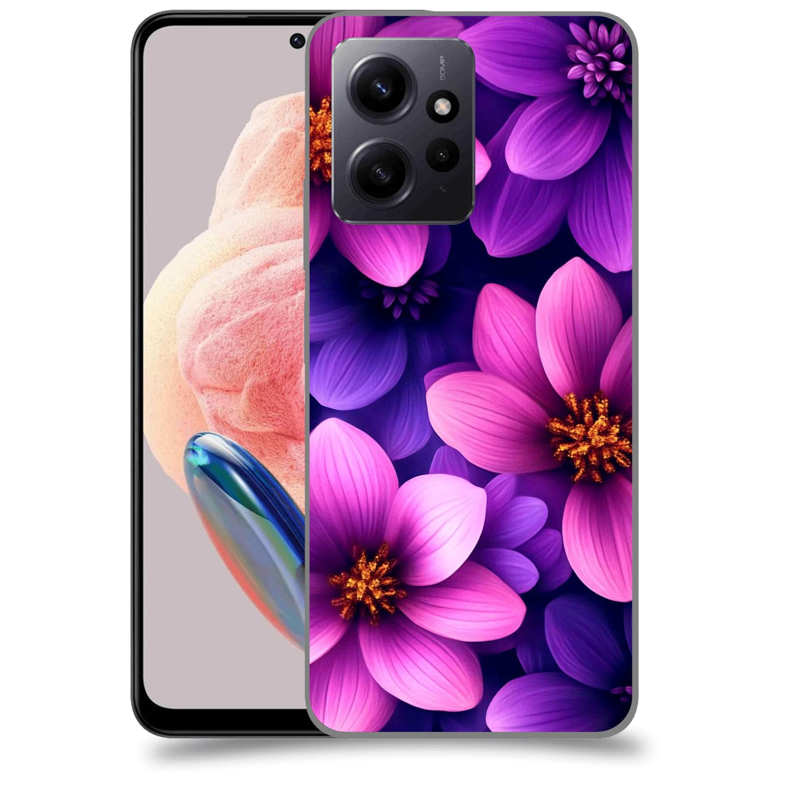 ACOVER Kryt na mobil Xiaomi Redmi Note 12 4G - Fialové květiny