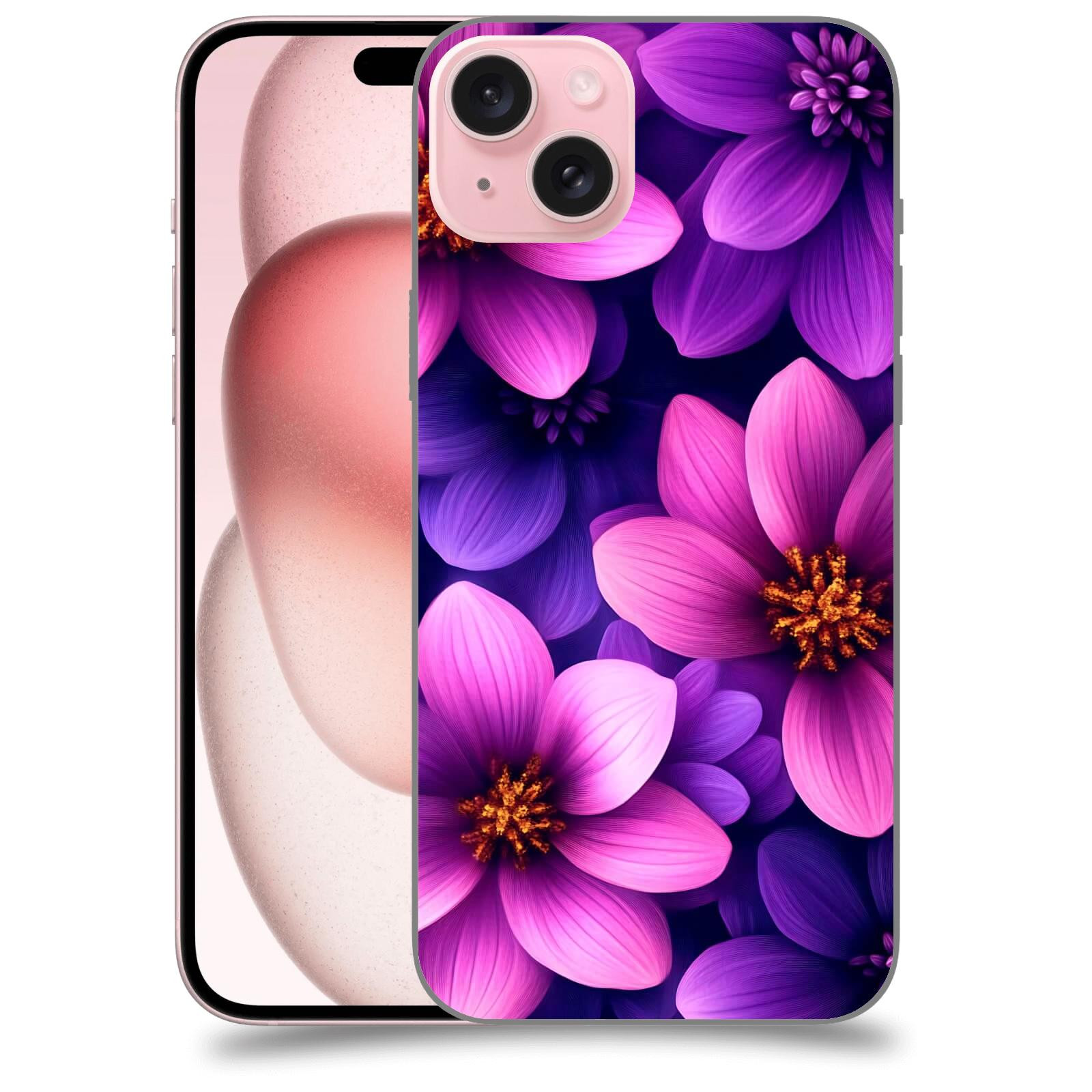 ACOVER Kryt na mobil Apple iPhone 15 plus - Fialové květiny