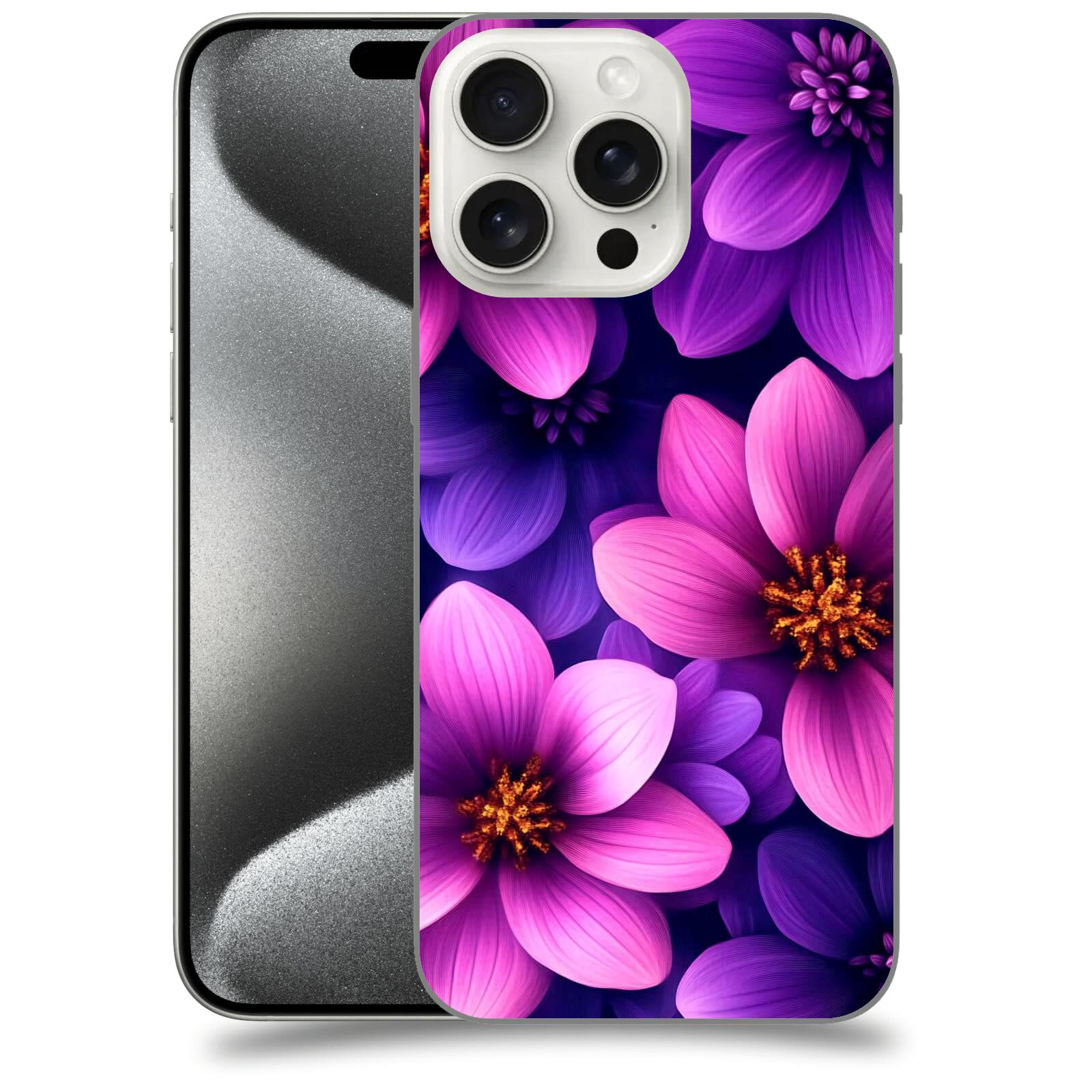 ACOVER Kryt na mobil Apple iPhone 15 pro max - Fialové květiny