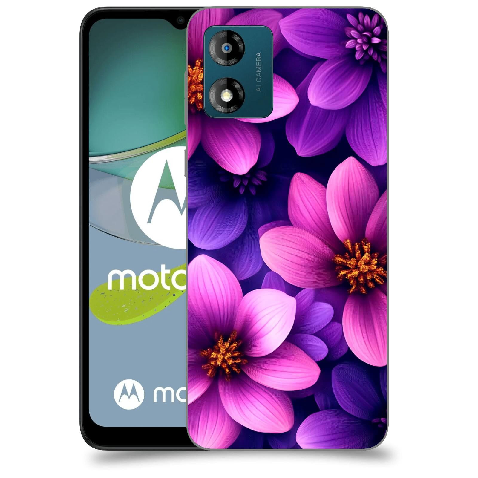 ACOVER Kryt na mobil Motorola Moto E13 - Fialové květiny
