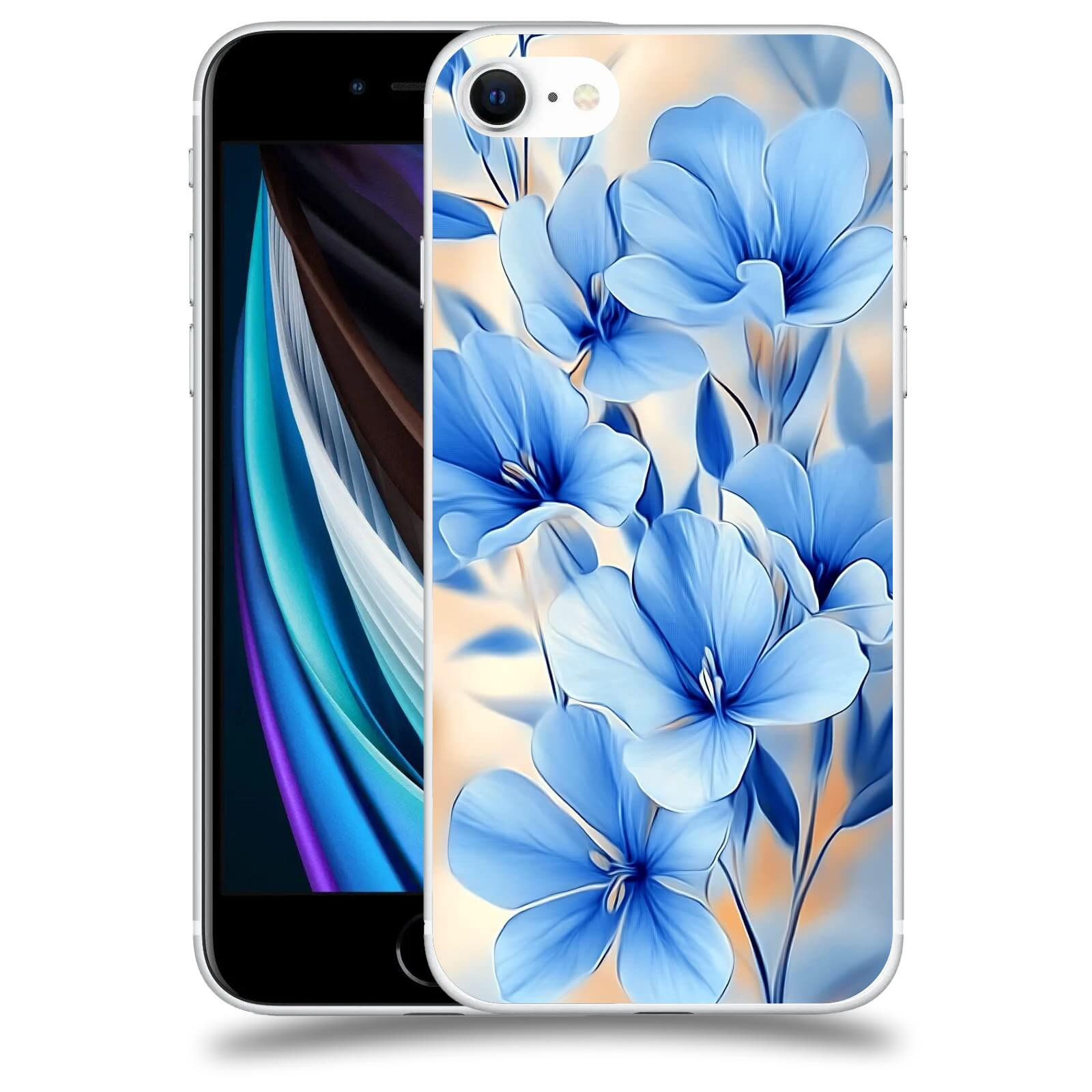 ACOVER Kryt na mobil Apple iPhone SE 2020 - Modré květiny.