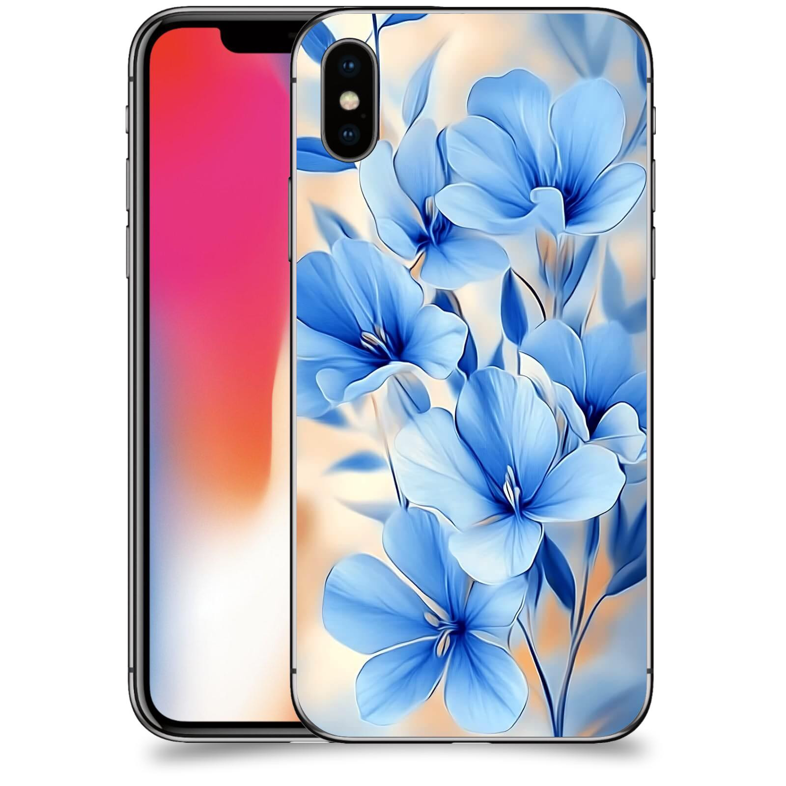 ACOVER Kryt na mobil Apple iPhone X/XS - Modré květiny.