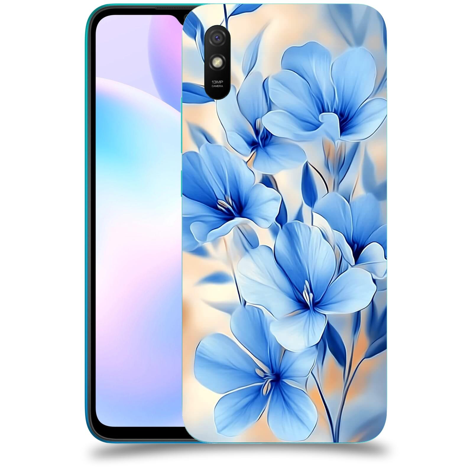 ACOVER Kryt na mobil Xiaomi Redmi 9AT - Modré květiny.