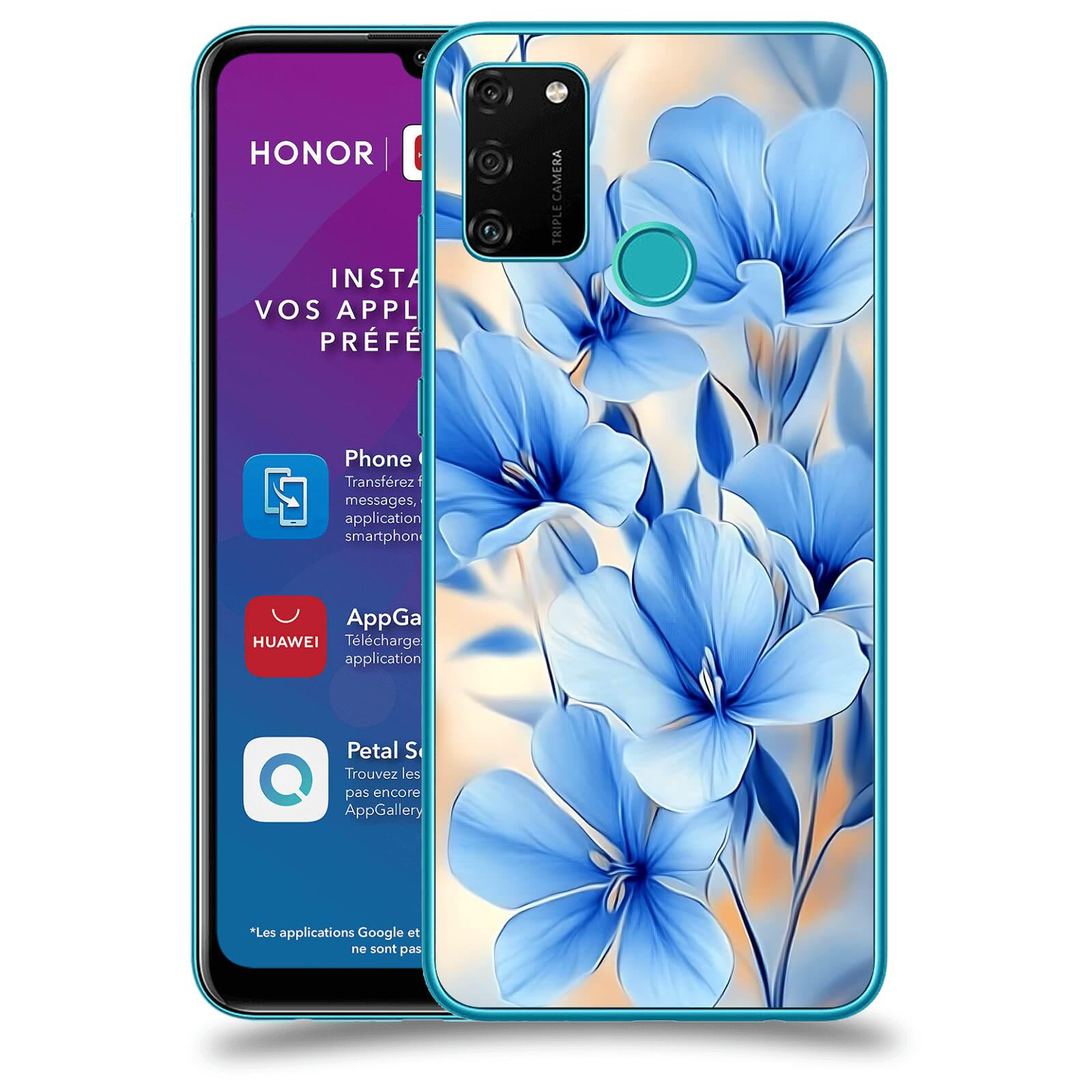 ACOVER Kryt na mobil Honor 9A - Modré květiny.