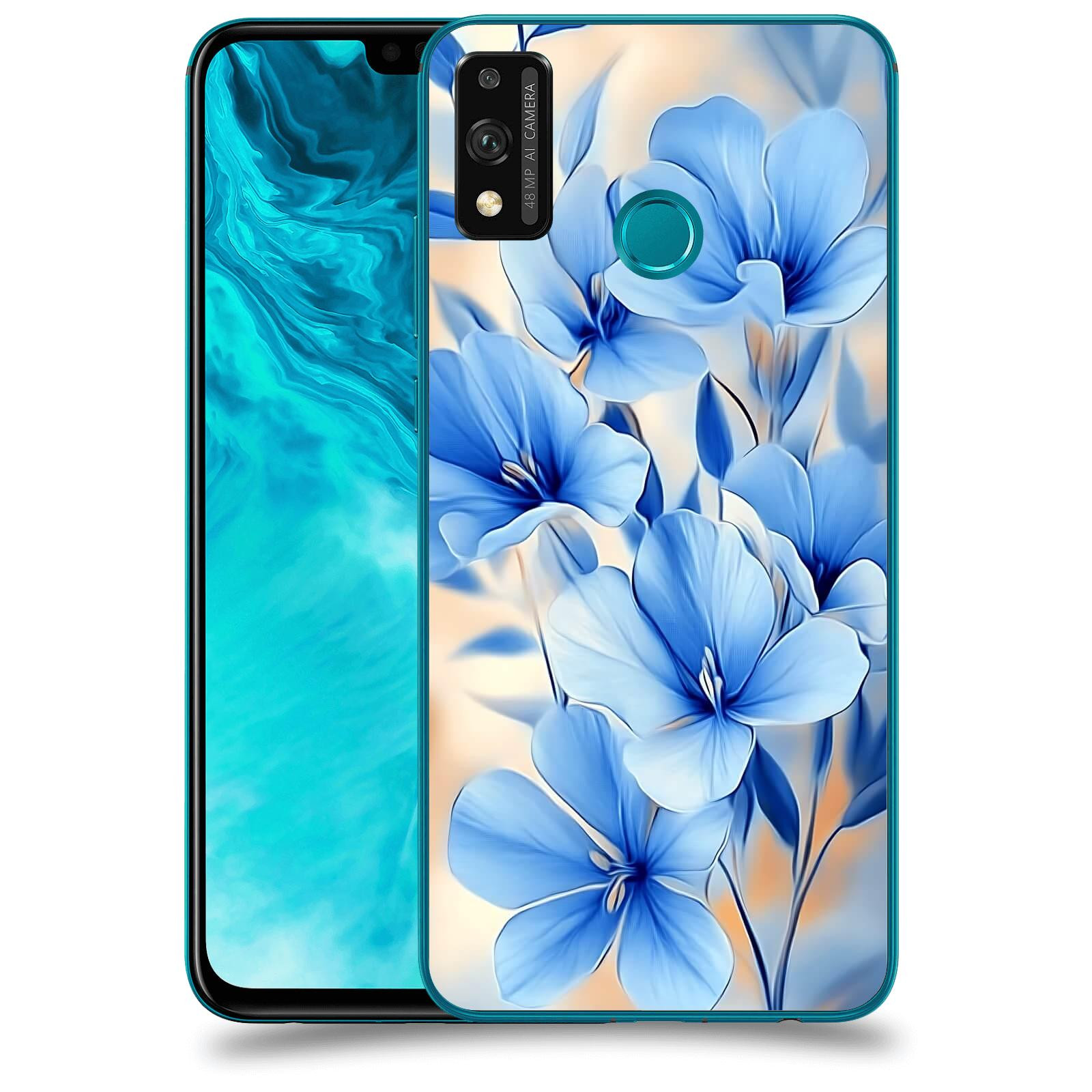 ACOVER Kryt na mobil Honor 9X Lite - Modré květiny.
