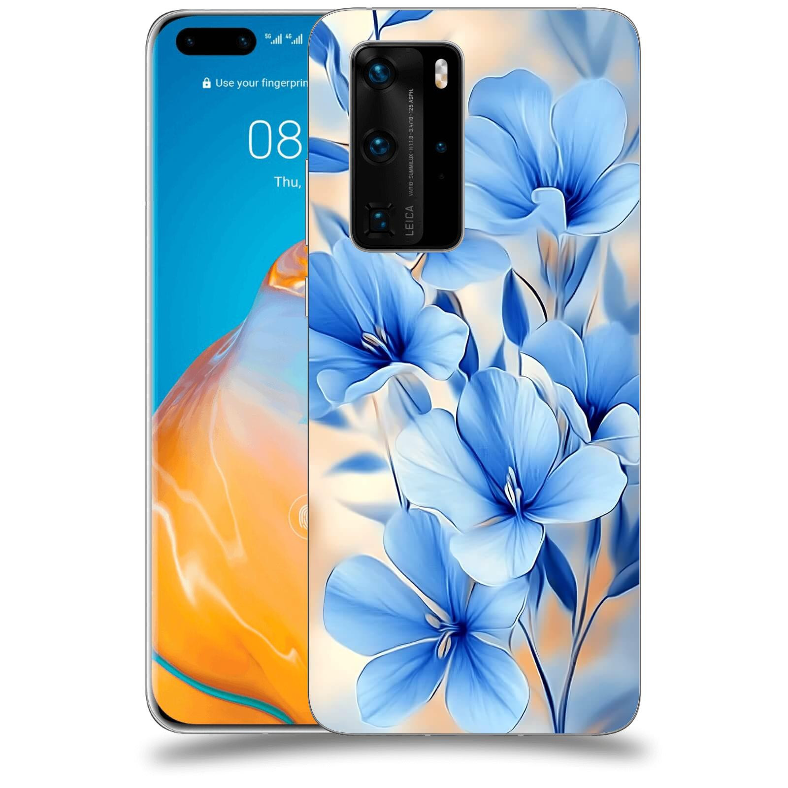 ACOVER Kryt na mobil Huawei P40 - Modré květiny.