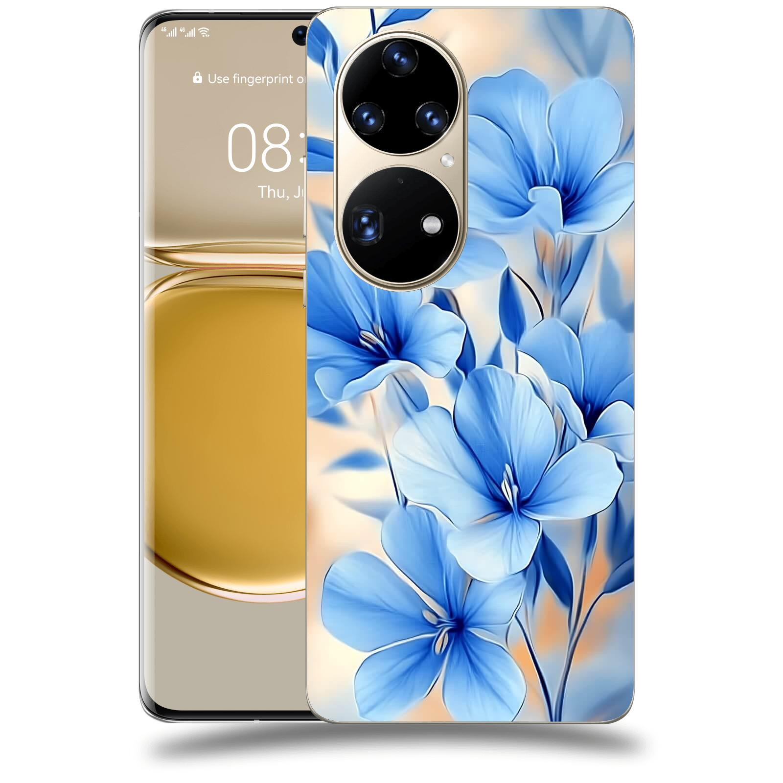ACOVER Kryt na mobil Huawei P50 - Modré květiny.