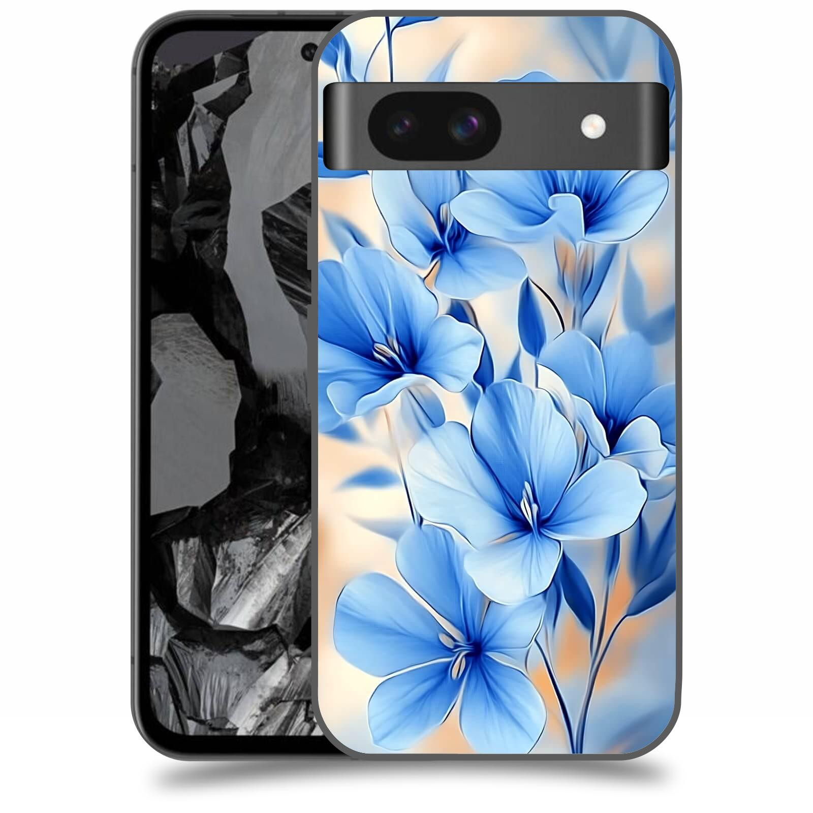 ACOVER Kryt na mobil Google Pixel 8A - Modré květiny.