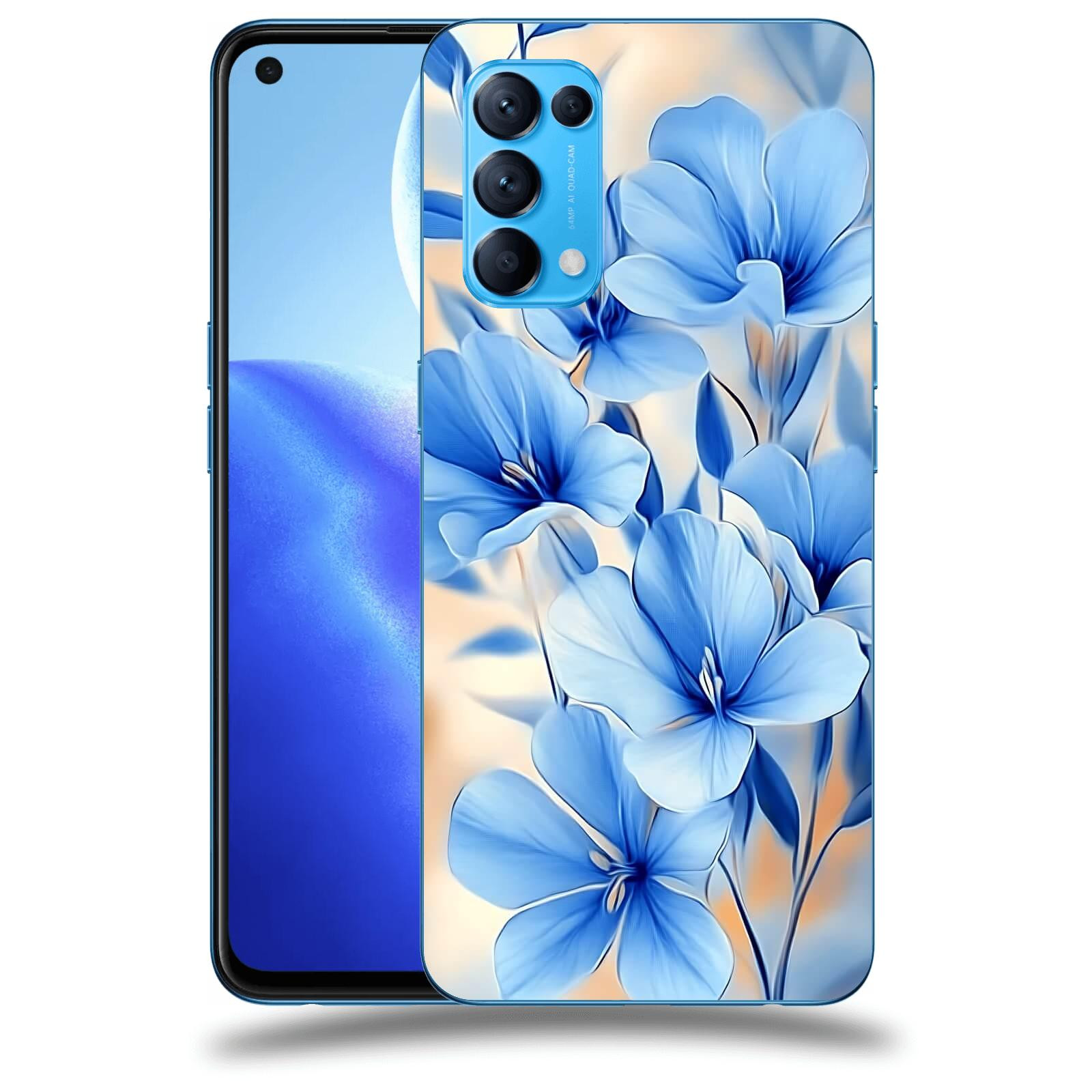 ACOVER Kryt na mobil OPPO Reno 5 5G - Modré květiny.
