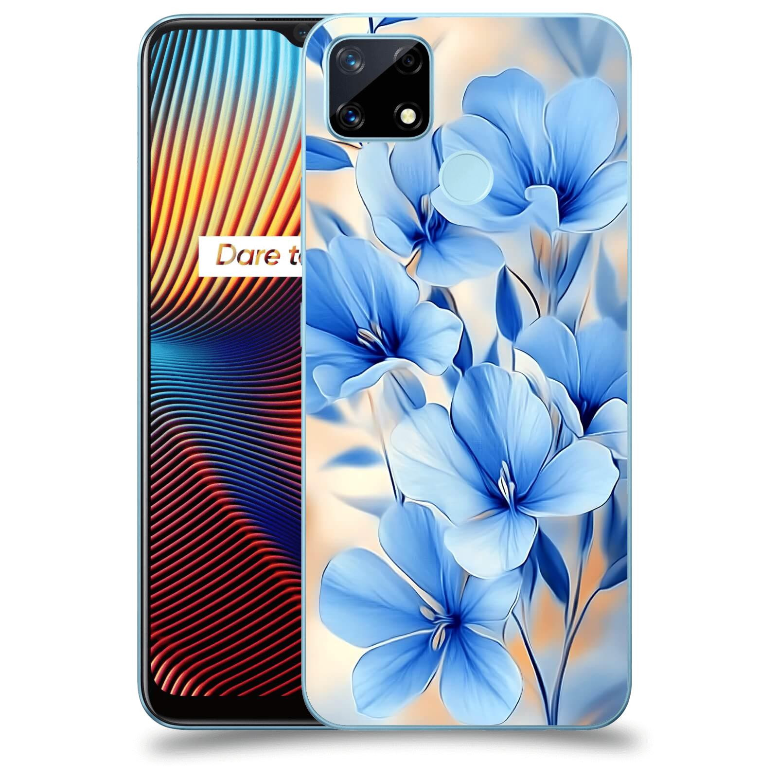 ACOVER Kryt na mobil Realme 7i - Modré květiny.