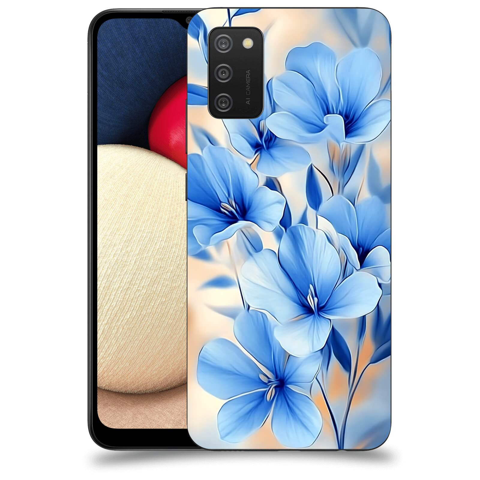 ACOVER Kryt na mobil Samsung Galaxy A02s A025G - Modré květiny.