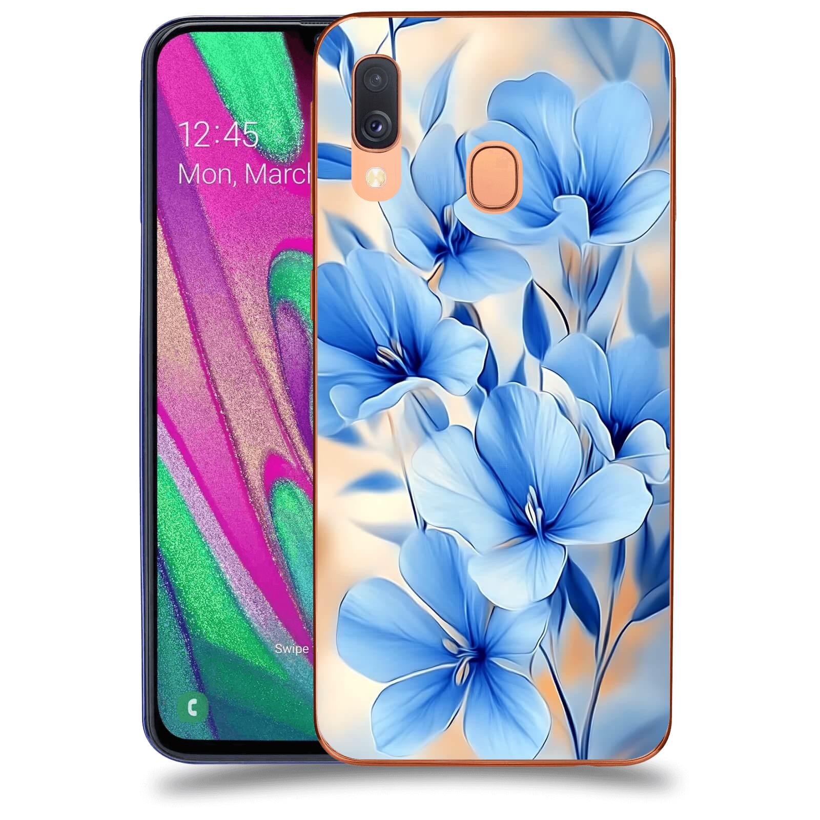 ACOVER Kryt na mobil Samsung Galaxy A40 A405F - Modré květiny.