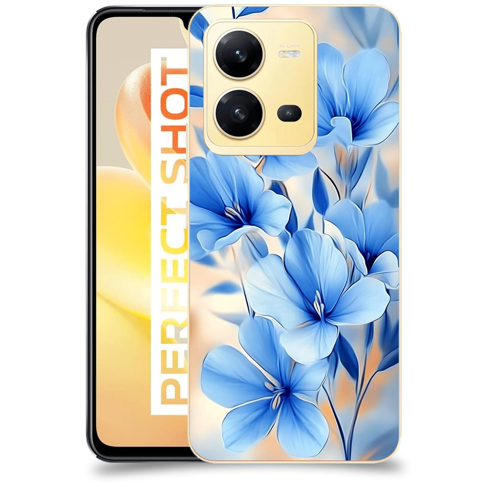 ACOVER Kryt na mobil Vivo X80 Lite - Modré květiny.