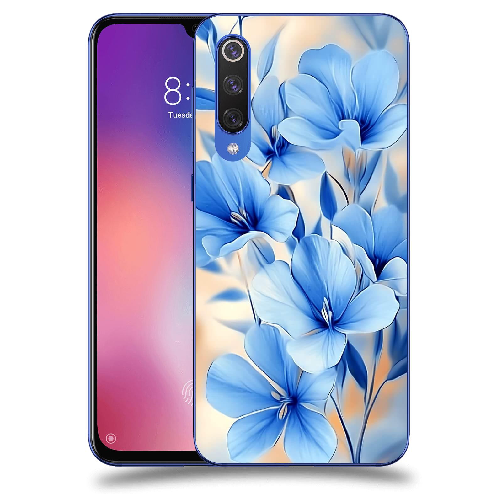ACOVER Kryt na mobil Xiaomi Mi 9 SE - Modré květiny.