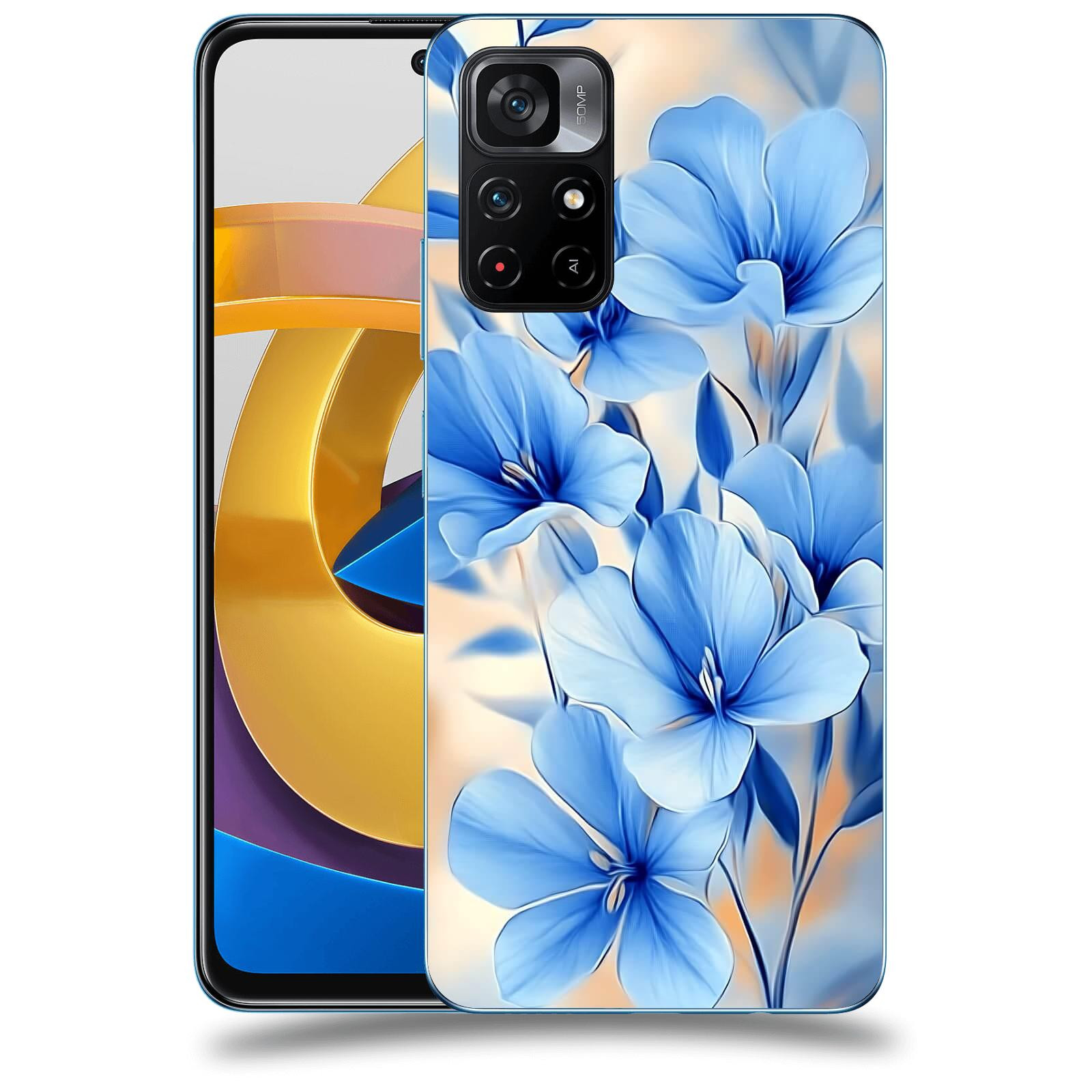ACOVER Kryt na mobil Xiaomi Poco M4 Pro - Modré květiny.