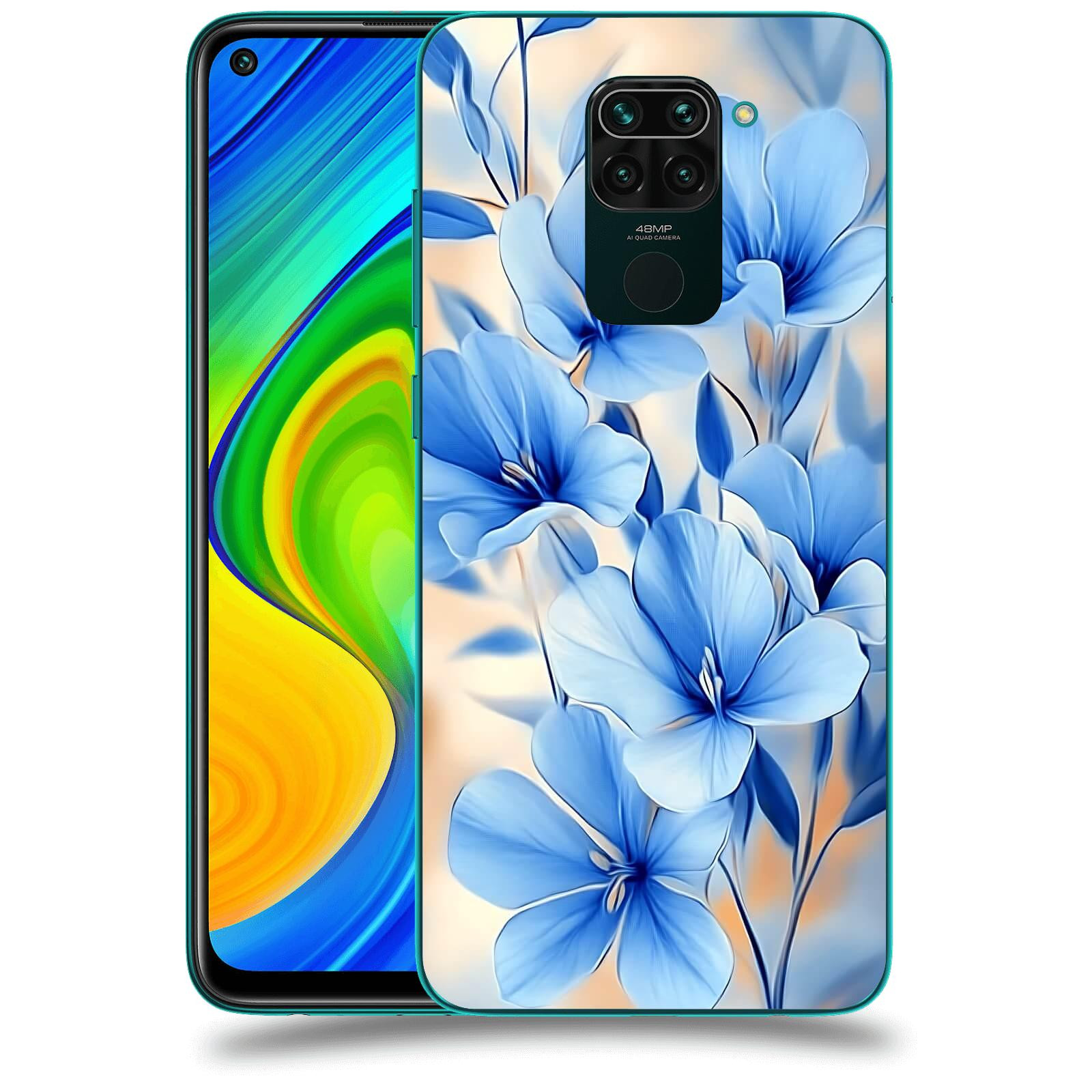 ACOVER Kryt na mobil Xiaomi Redmi Note 9 - Modré květiny.