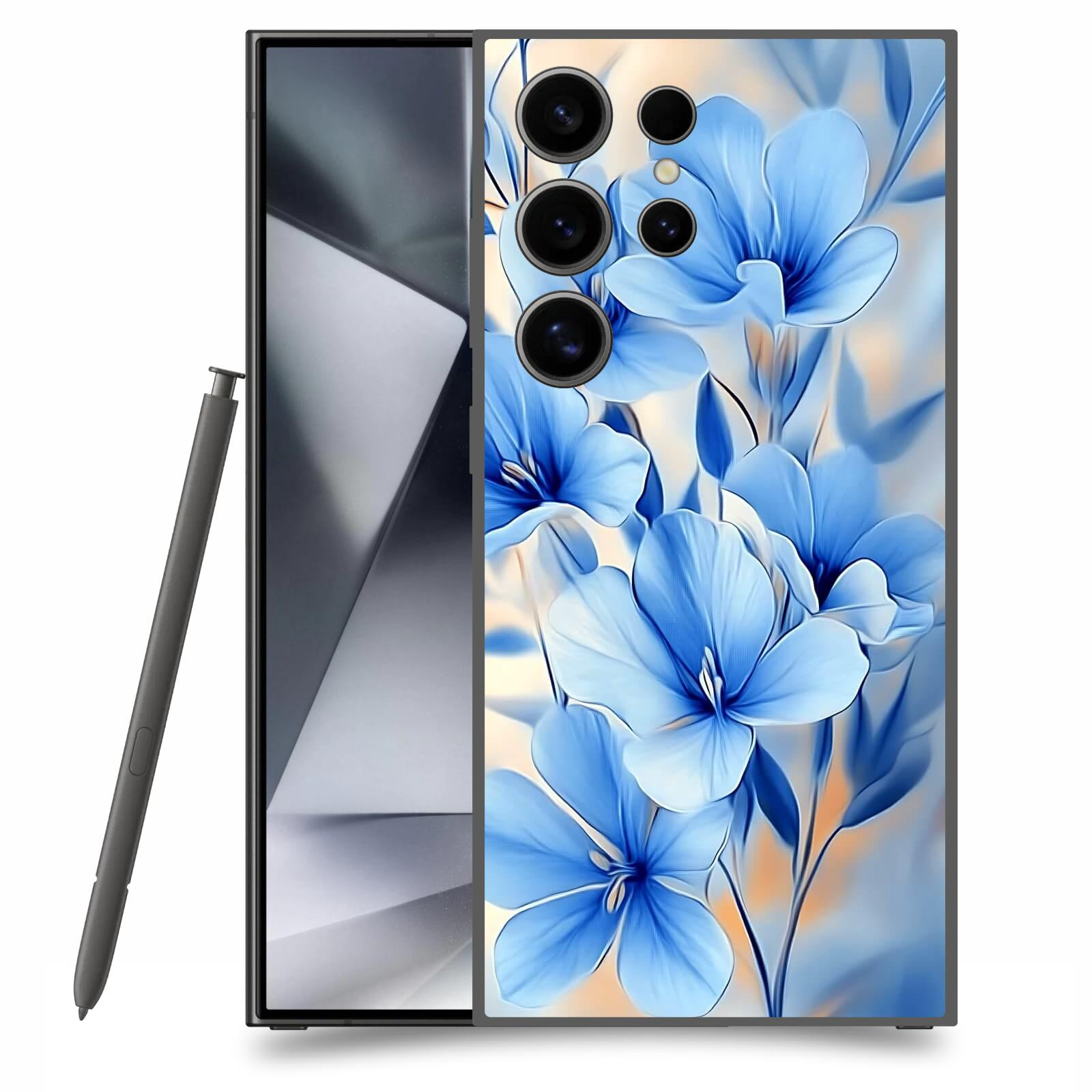 ACOVER Kryt na mobil Samsung Galaxy S24 Ultra - Modré květiny.