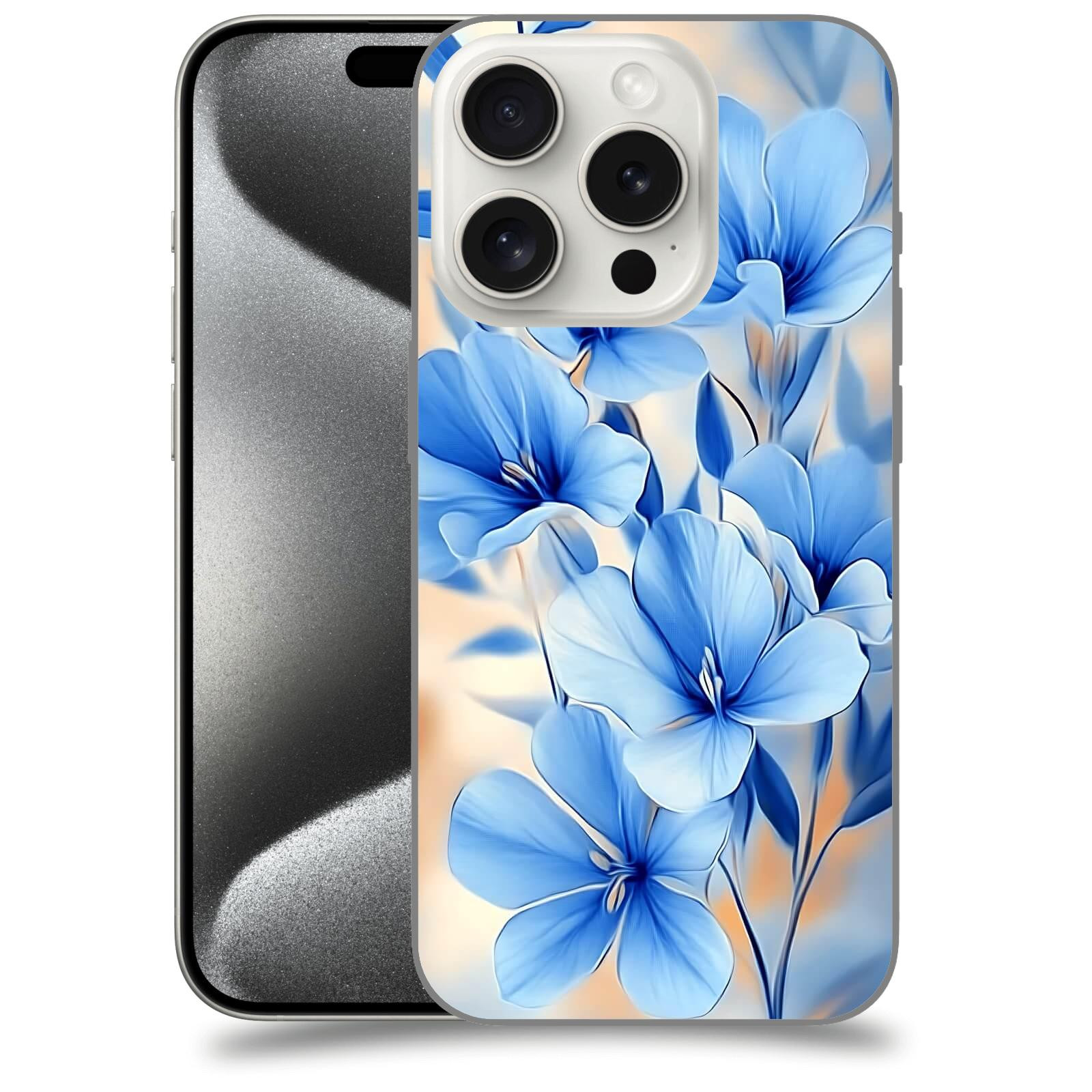 ACOVER Kryt na mobil Apple iPhone 15 pro - Modré květiny.