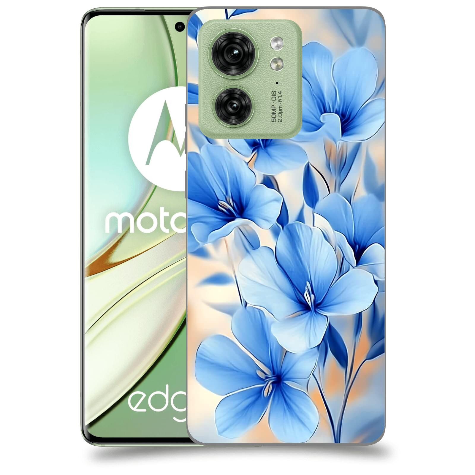 ACOVER Kryt na mobil Motorola EDGE 40 5G - Modré květiny.