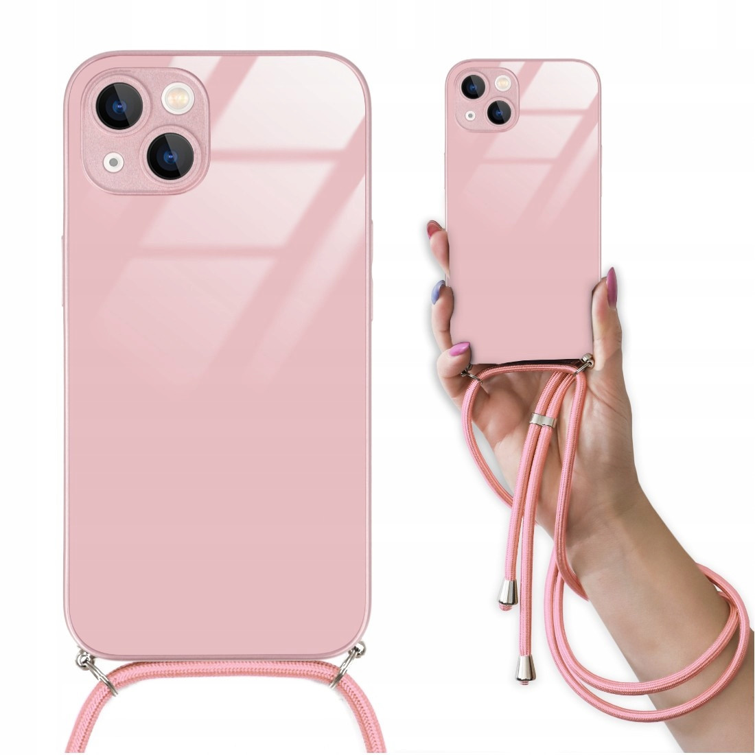 Pouzdro Premium Crossglam Glass Růžové Kryt Růžová Šňůrka Pro Iphone 13