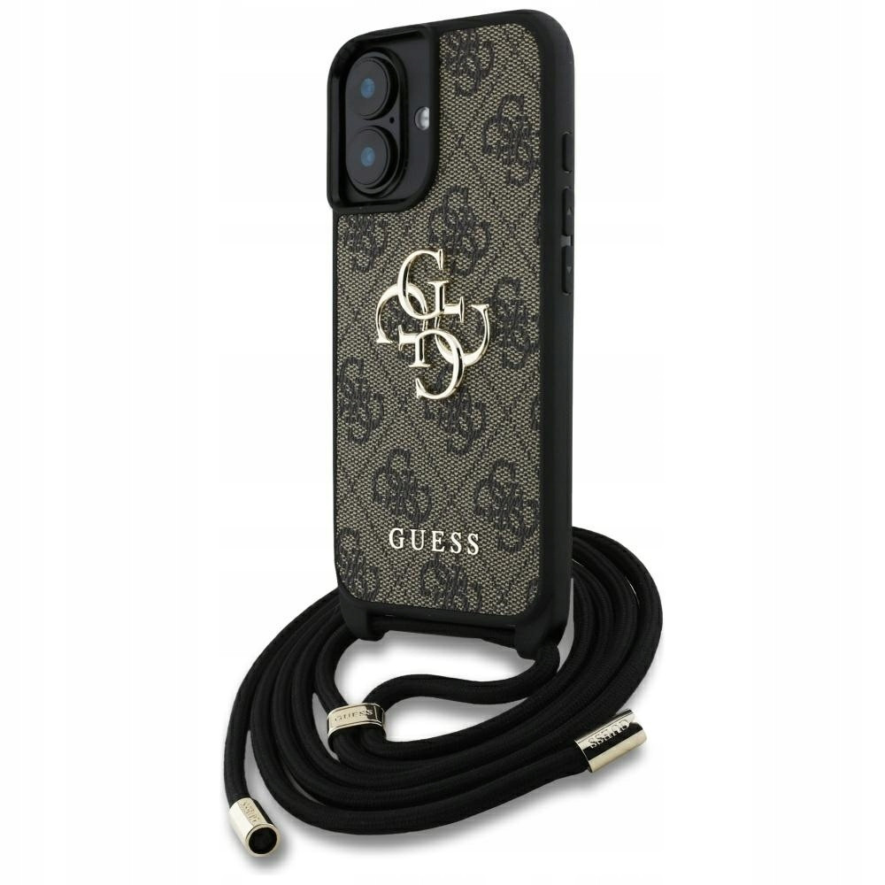 Pouzdro Guess 4G Big Logo Cord Stap Crossbody pro iPhone 16 Plus bronzo