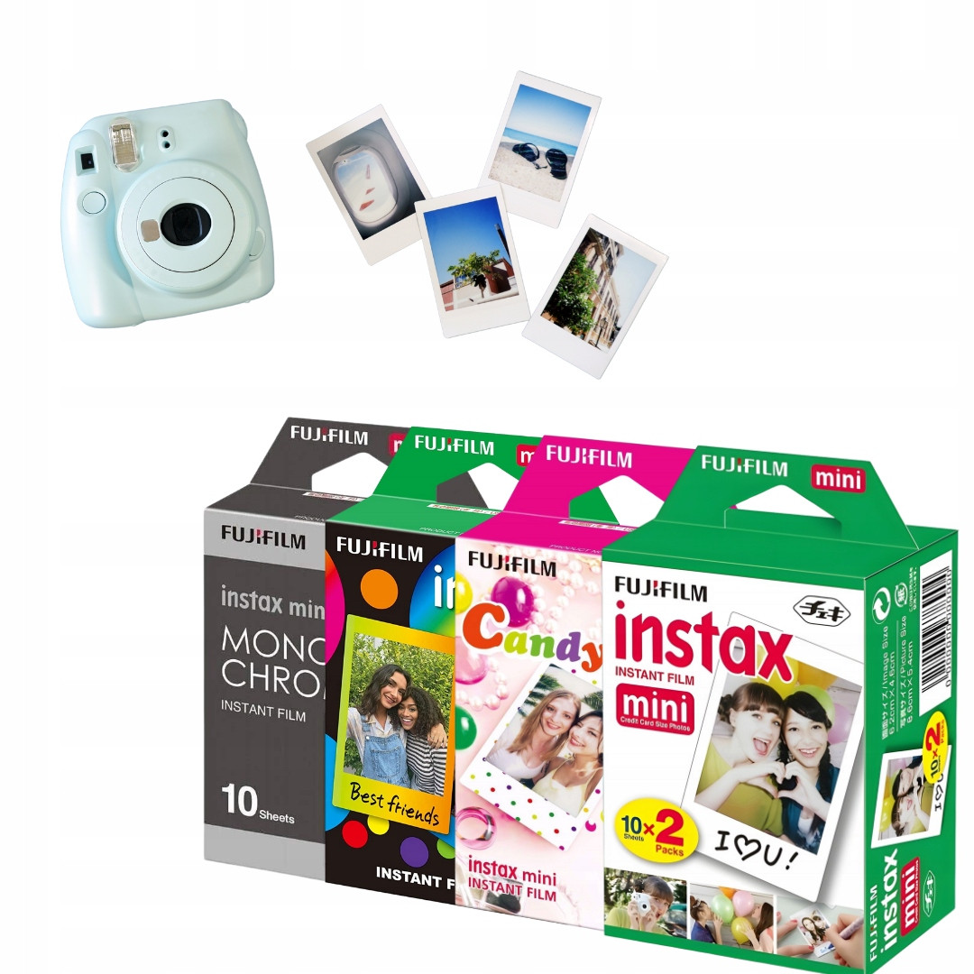 Sada náplní Instax Mini pro Instaxa fotoaparát 8 9 11 12 50 mono rainbow fotografií