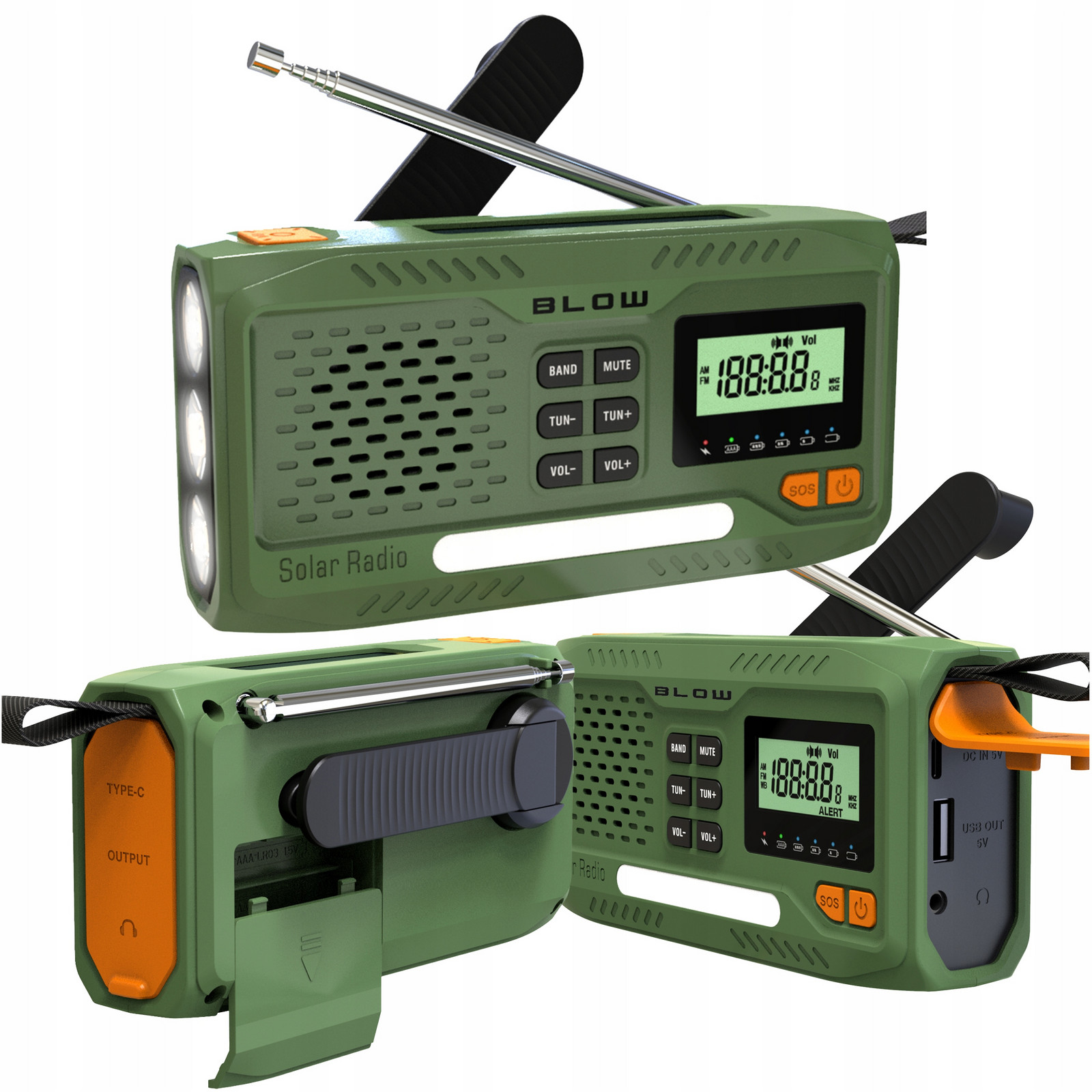 Solární Rádio Am/fm Dynamo Svítilna Powerbanka Usb Omáčka Stavební Kempingová