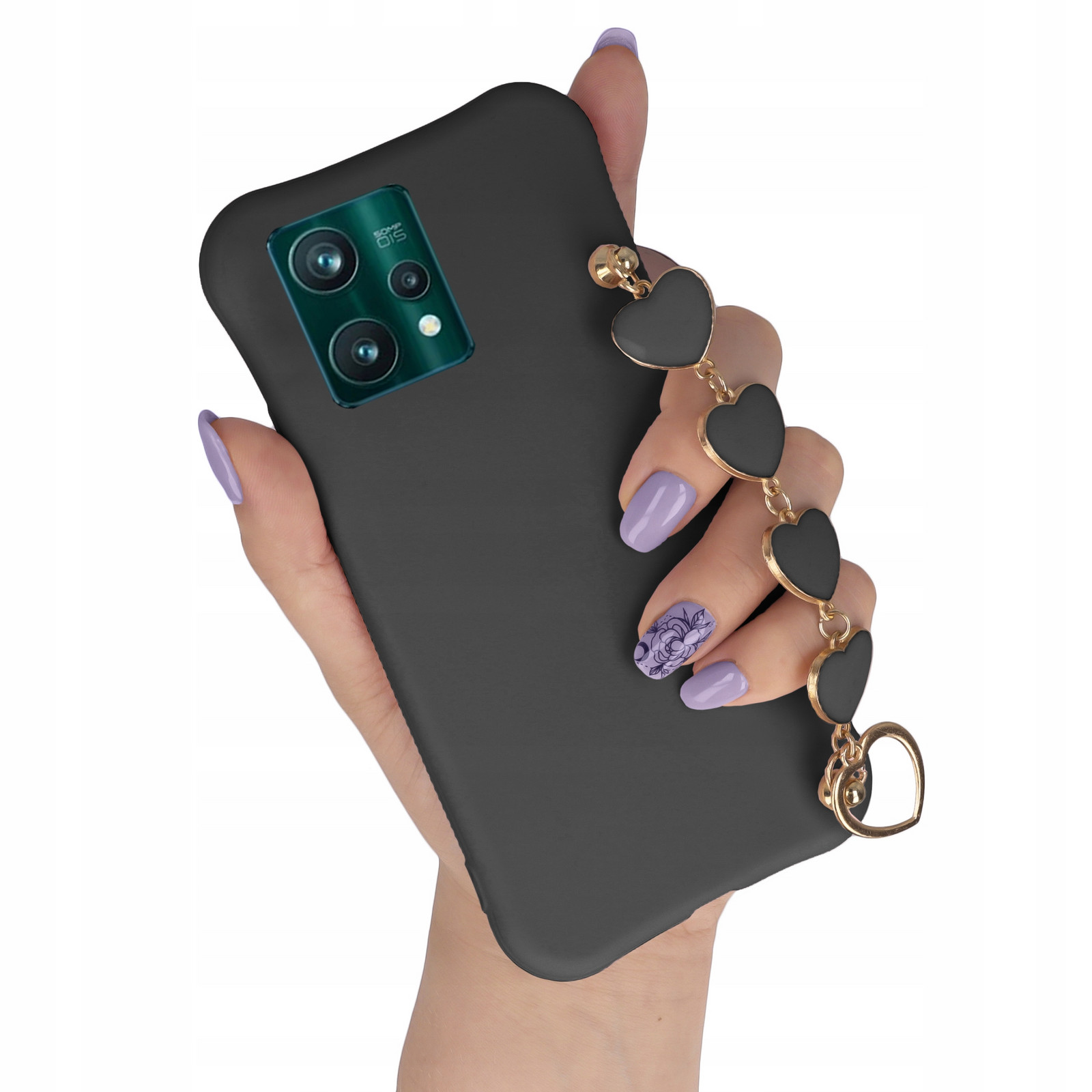 Pouzdro Mat Black pro Realme 9 Pro Plus Přívěsek Na Klíče Srdce