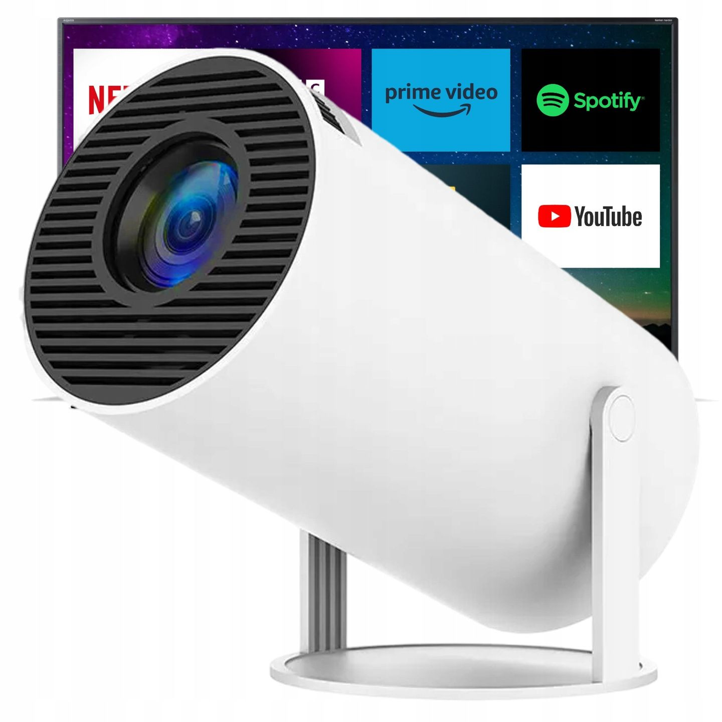 Projektor Android Tv Wifi Hd Smart Otočný Reproduktor Bílý HY300 Pro